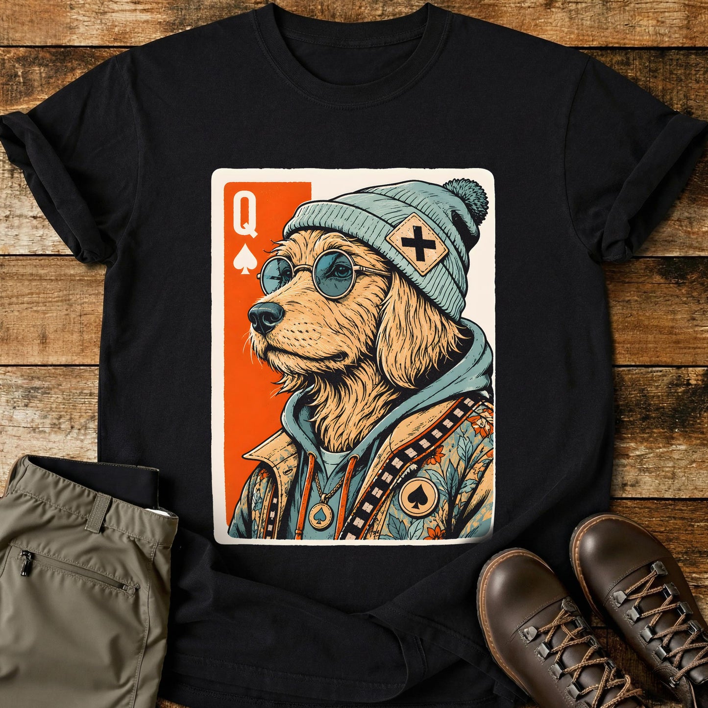 Playing Card Hipster Dog T-Shirt