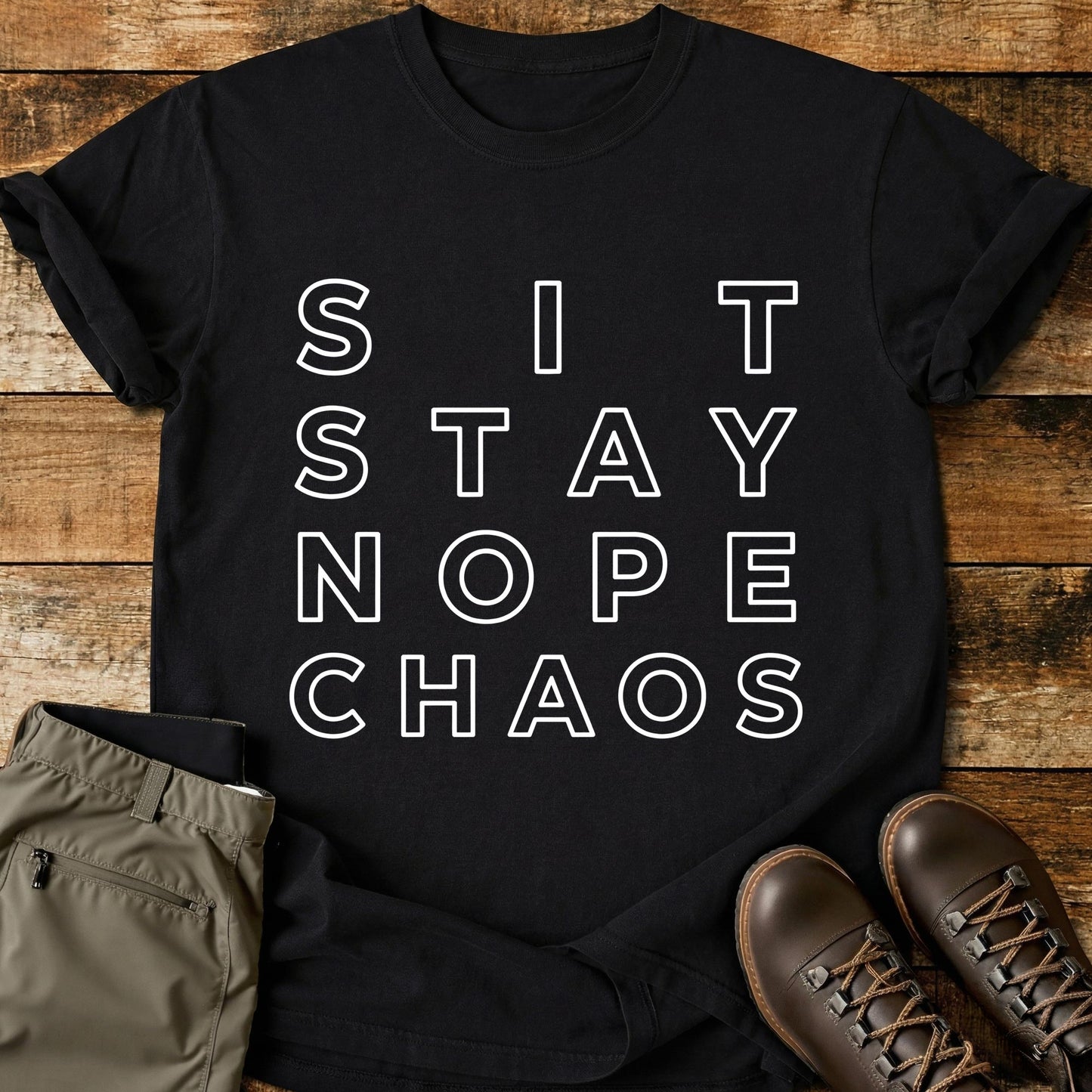 Sit Stay Nope Chaos T-Shirt