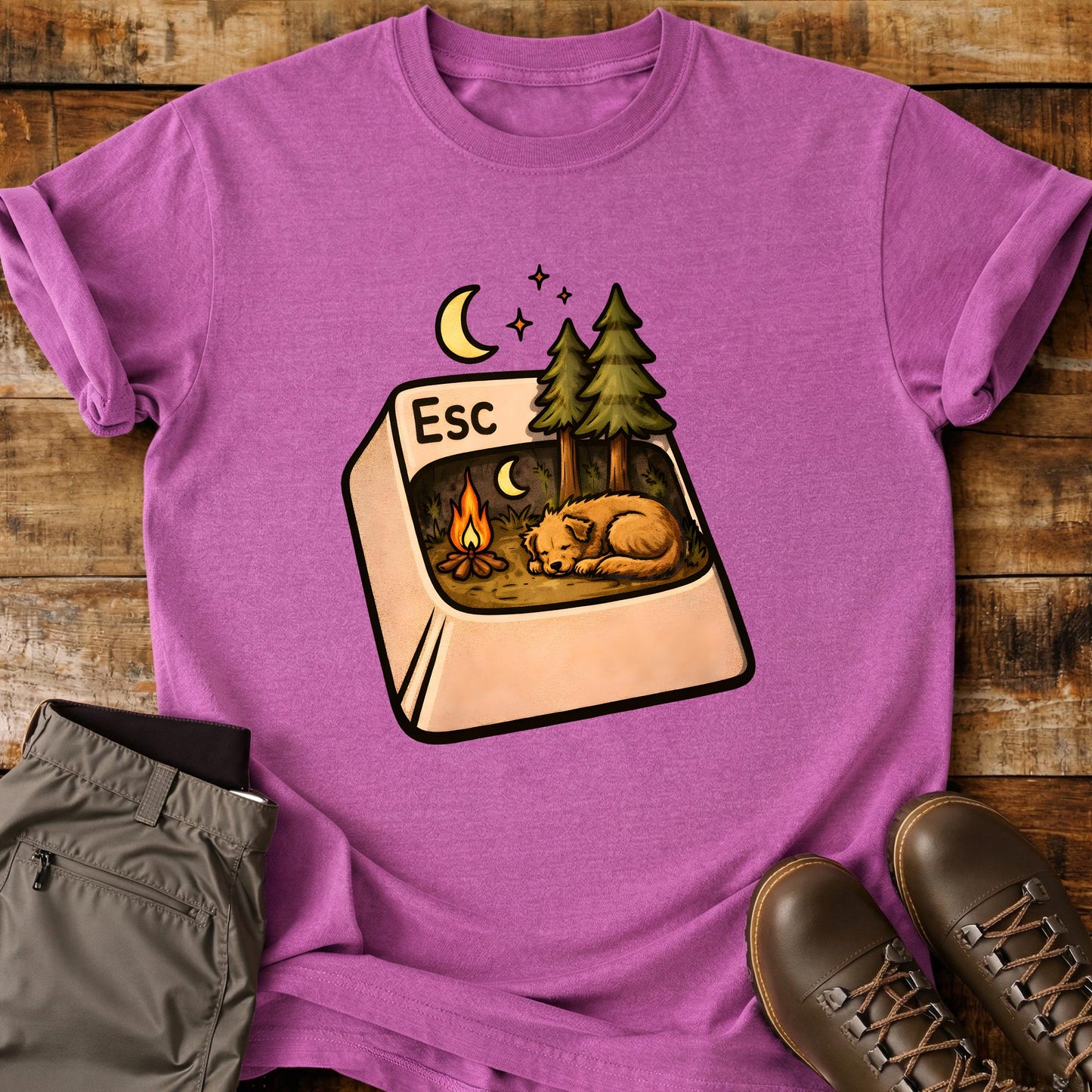 Escape Button With Dog T-Shirt