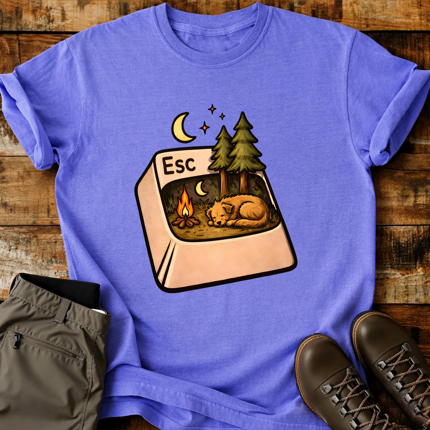 Escape Button With Dog T-Shirt