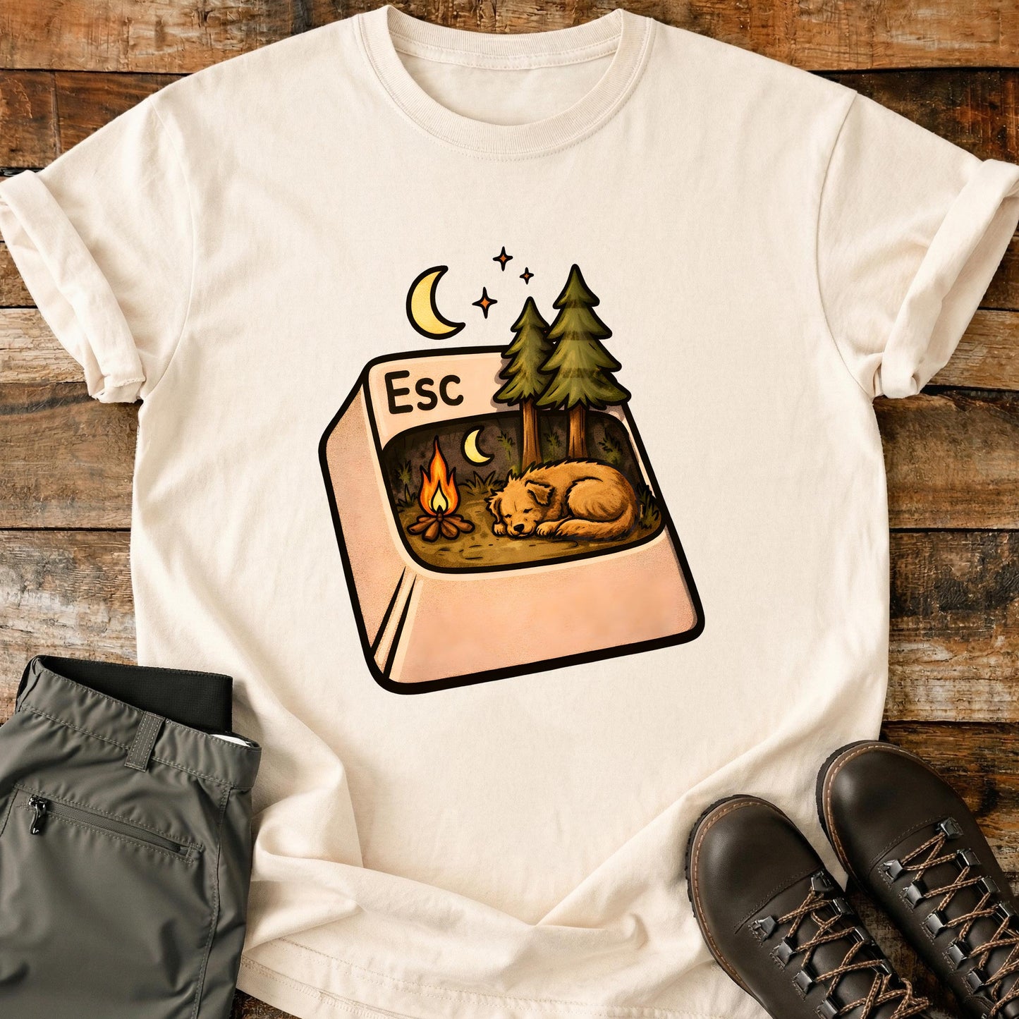 Escape Button With Dog T-Shirt