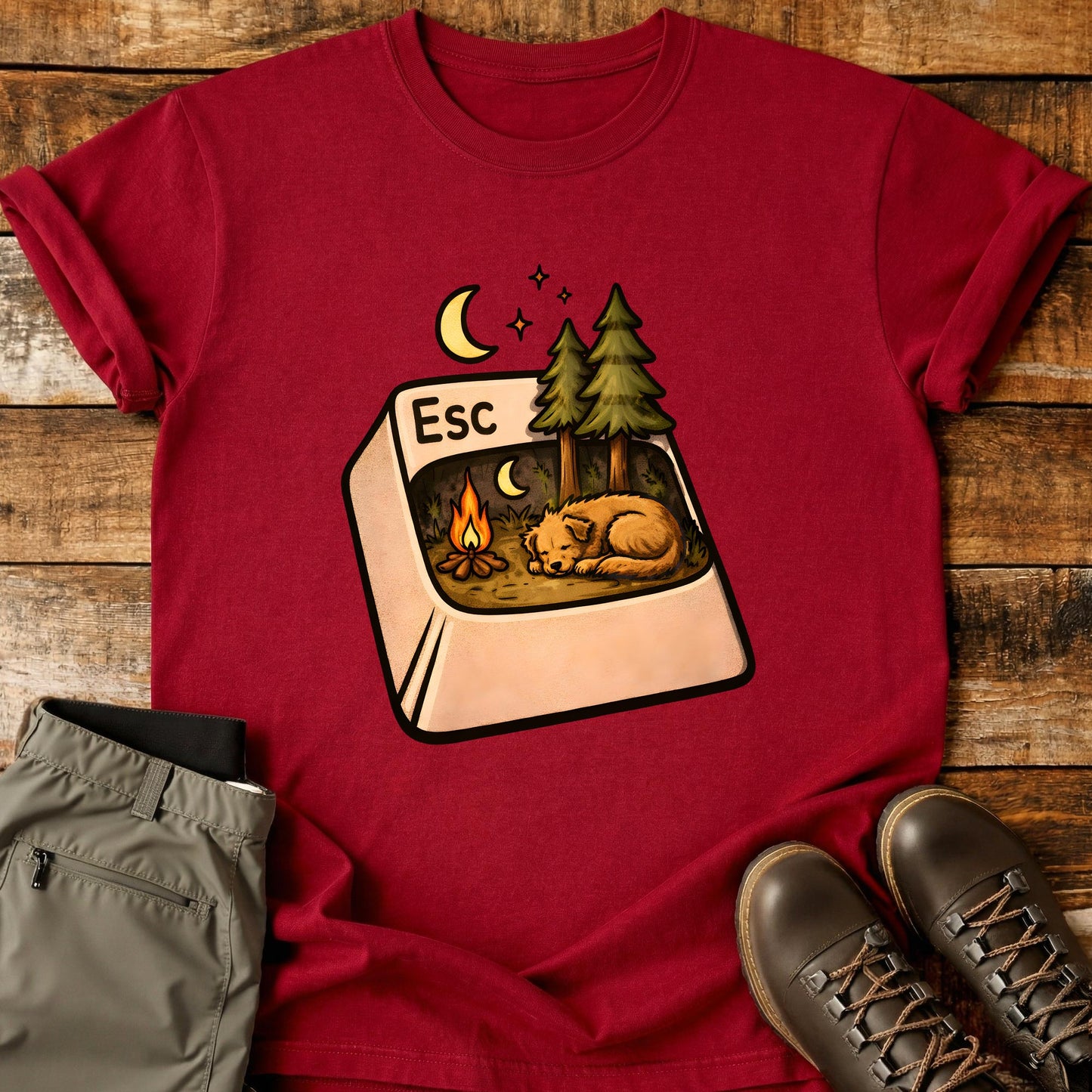 Escape Button With Dog T-Shirt