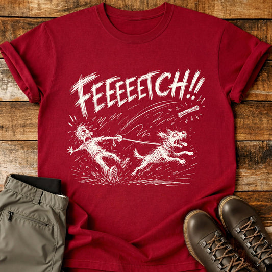 Fetch Stick Mad Sketch Dog T-Shirt