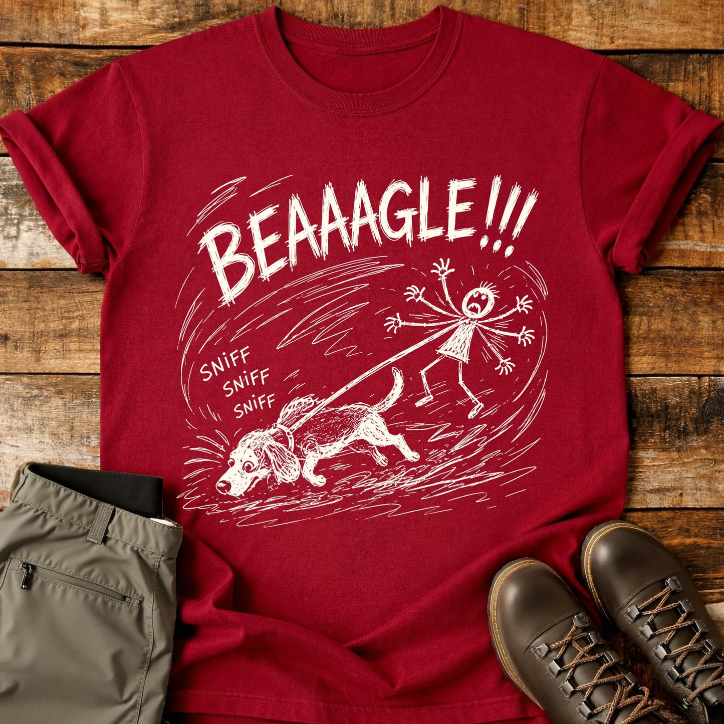 Beagle Sniff Mad Sketch T-Shirt