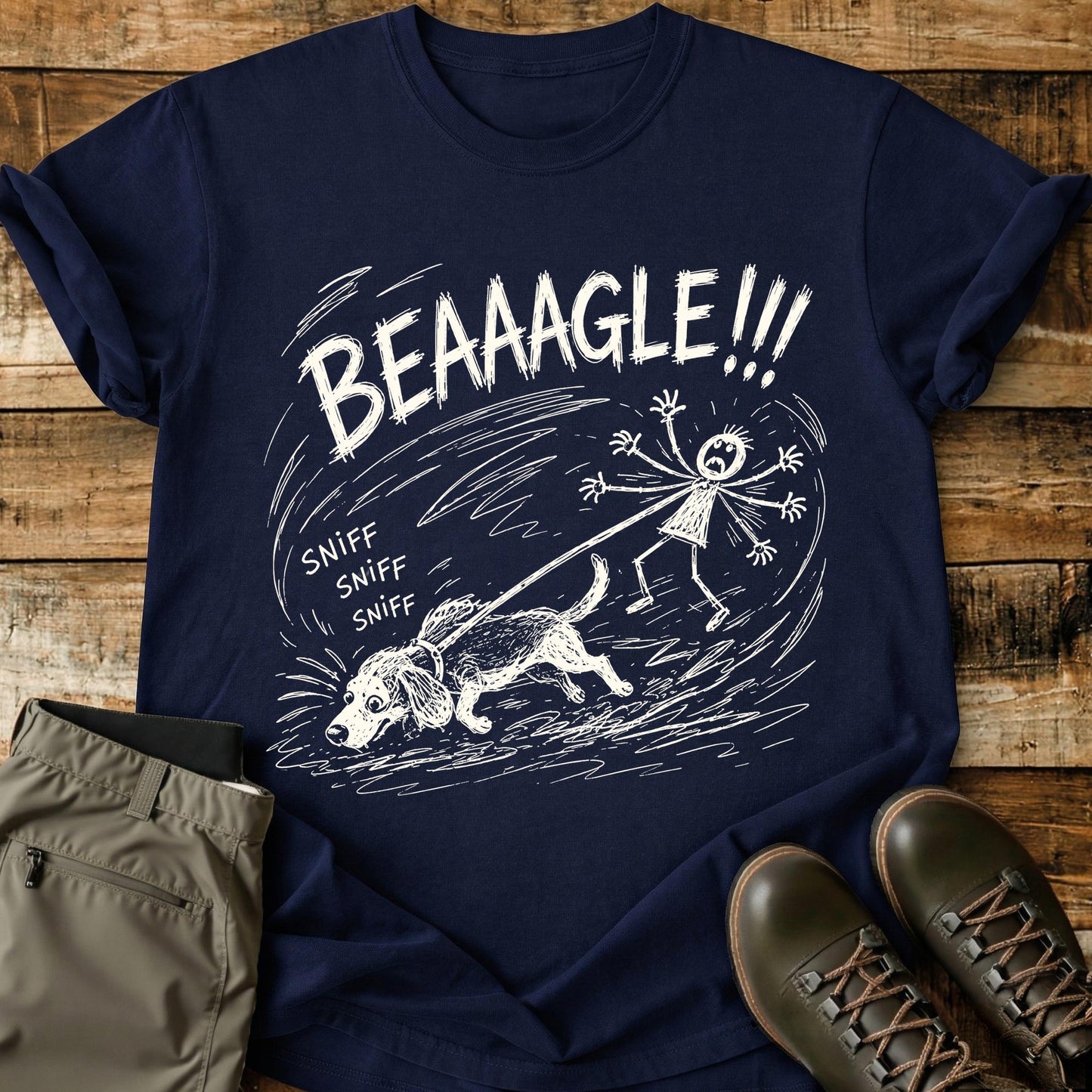 Beagle Sniff Mad Sketch T-Shirt