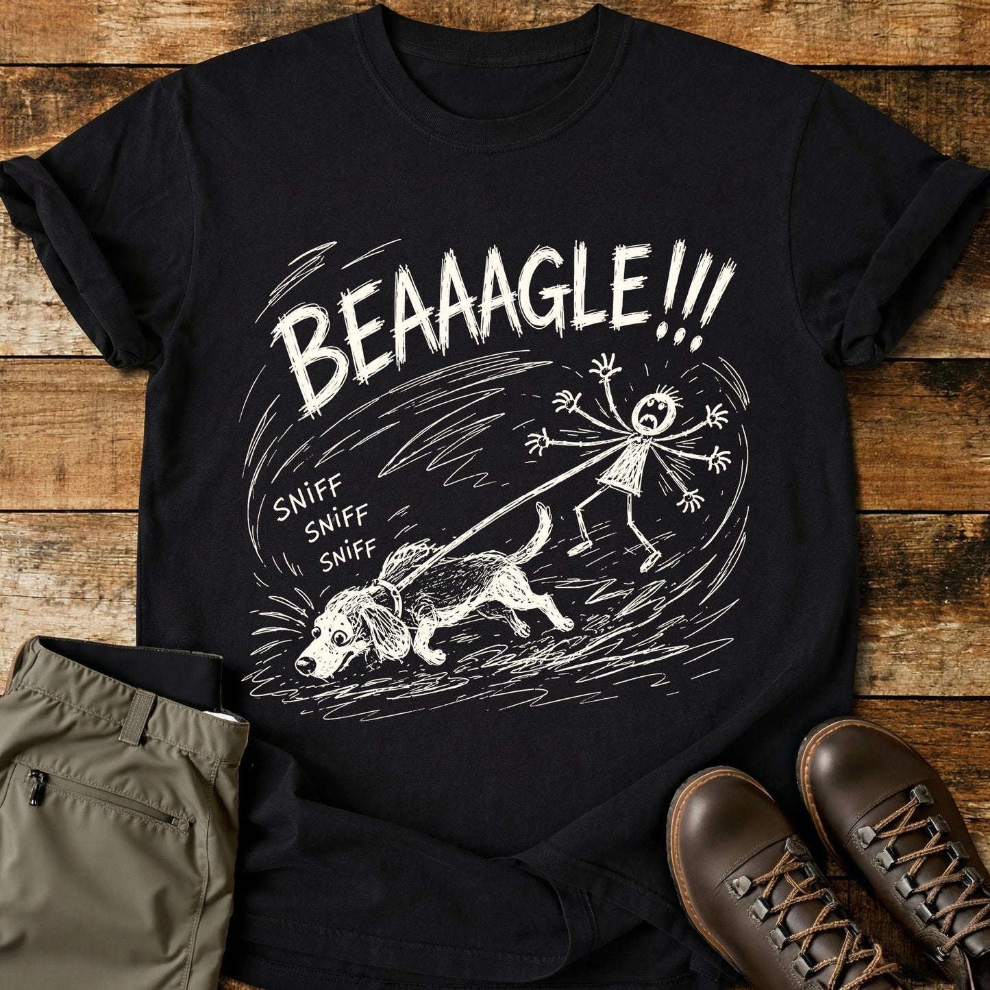 Beagle Sniff Mad Sketch T-Shirt