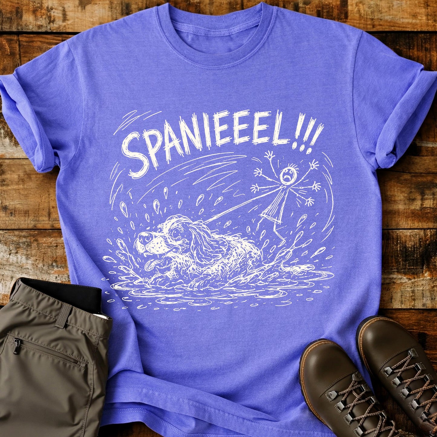 Spaniel Swim Mad Sketch T-Shirt