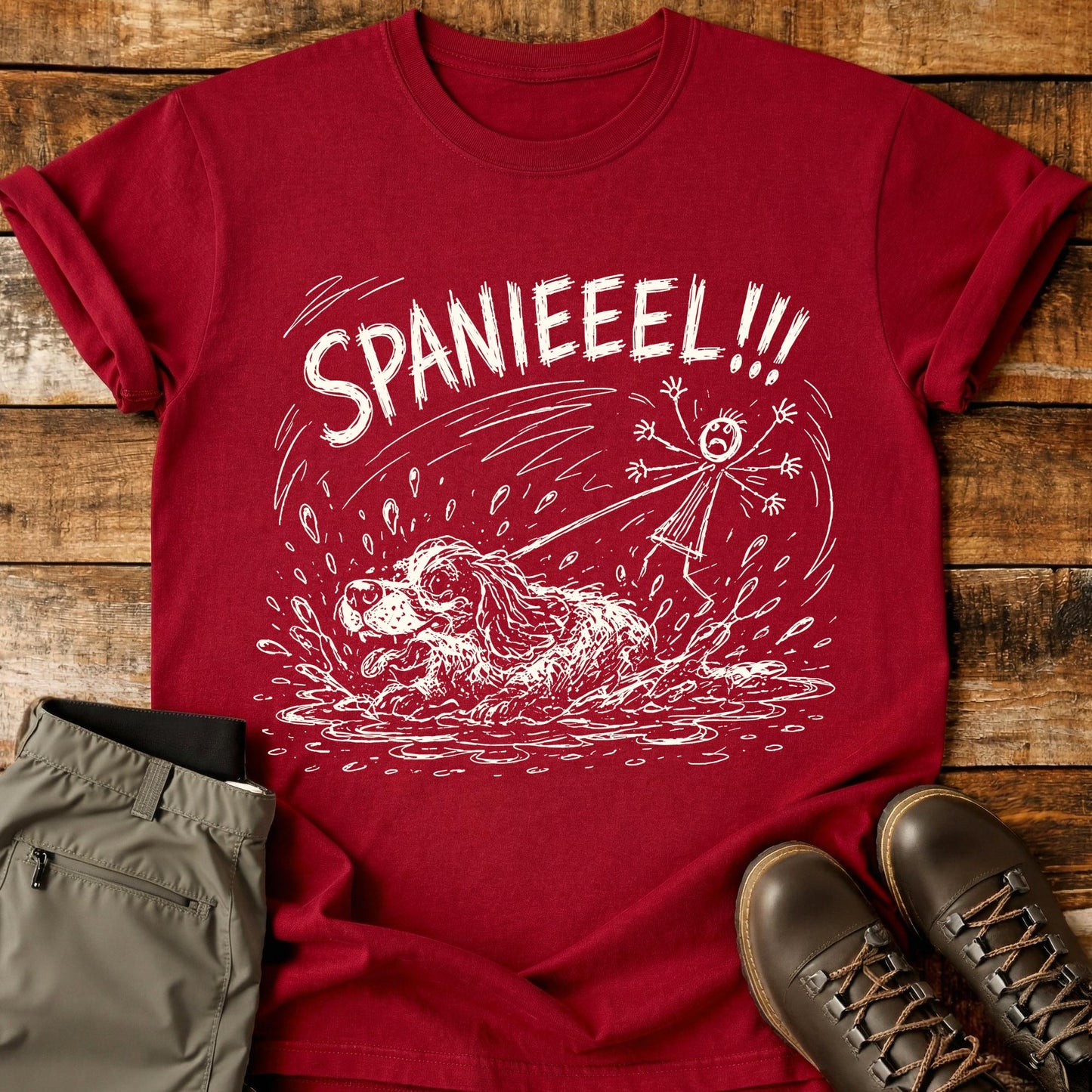 Spaniel Swim Mad Sketch T-Shirt