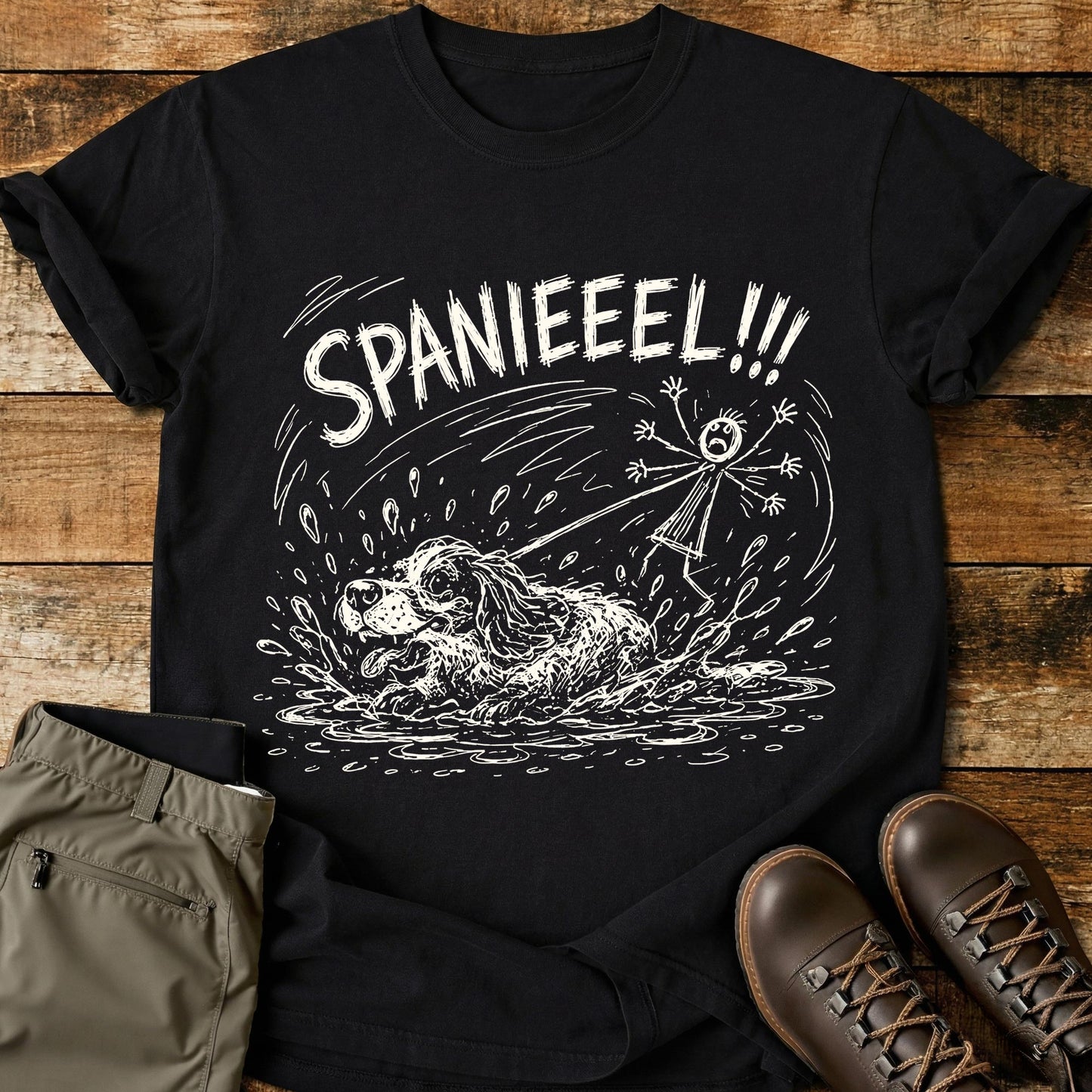 Spaniel Swim Mad Sketch T-Shirt