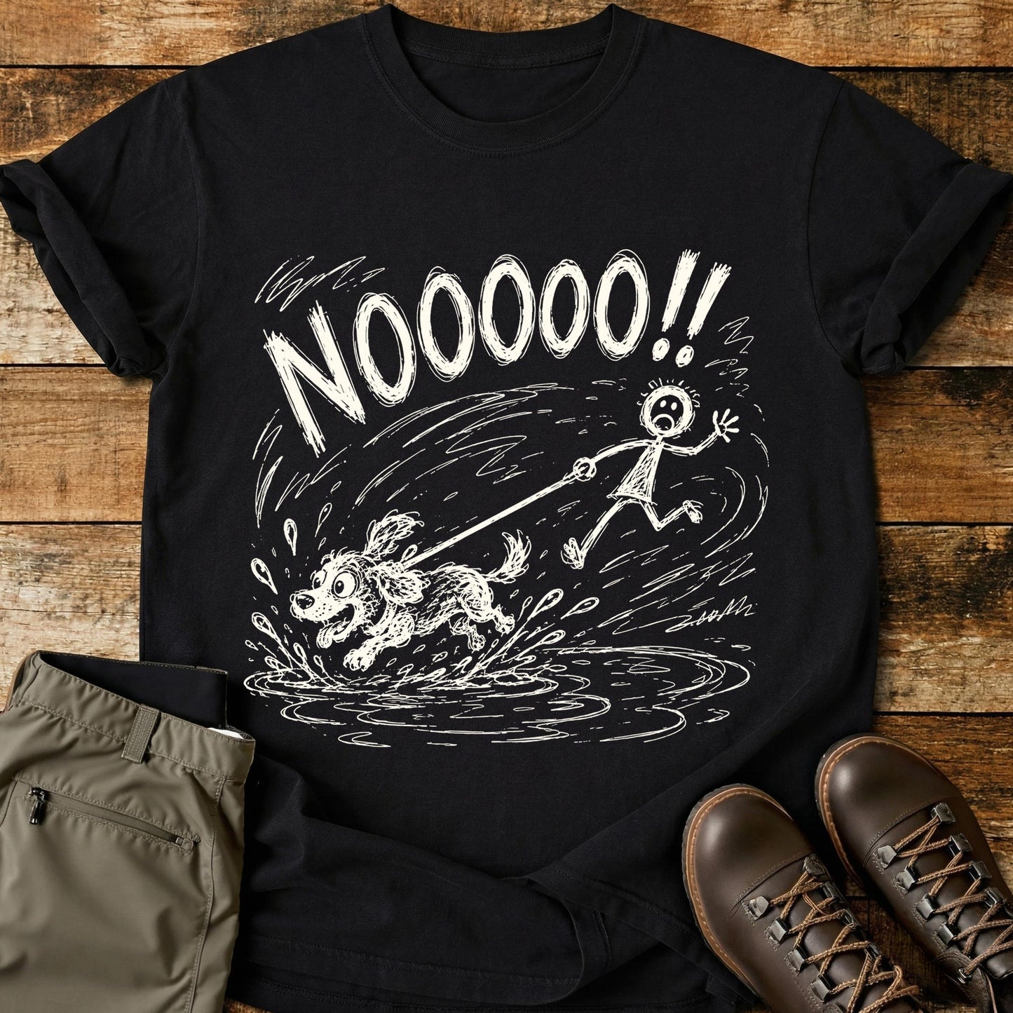 Noooo Dog Splash Mad Sketch T-Shirt