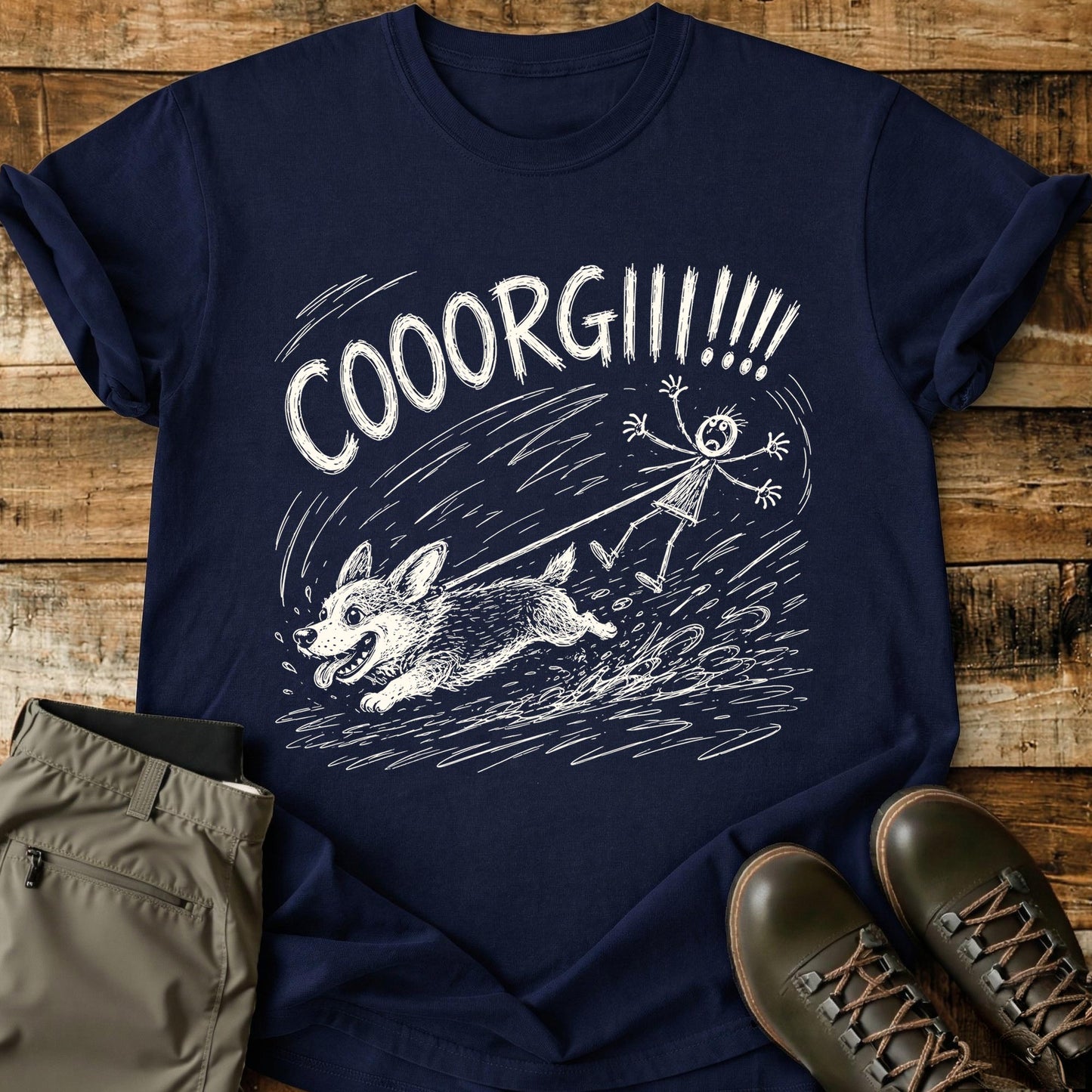 Corgi Mad Sketch T-Shirt
