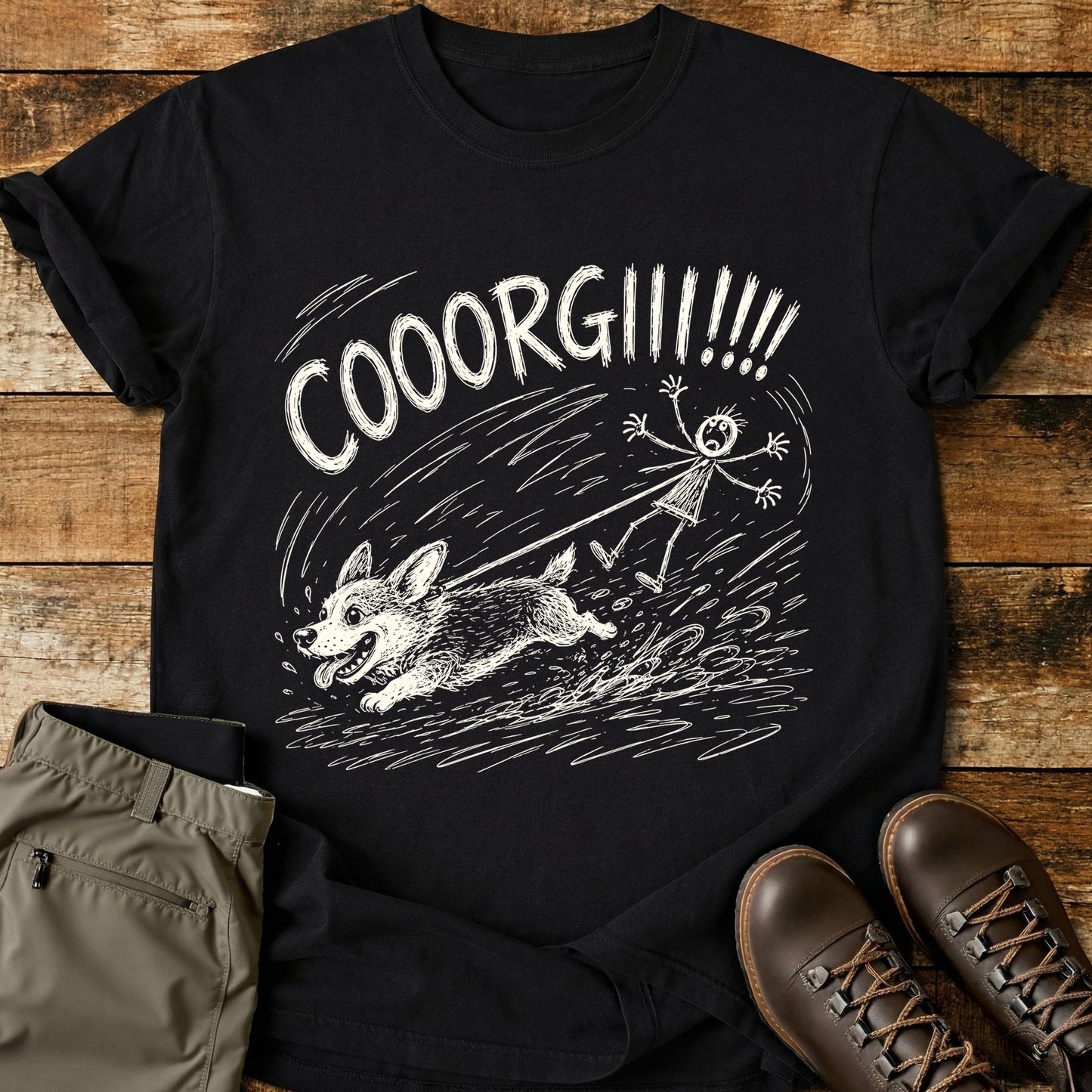 Corgi Mad Sketch T-Shirt