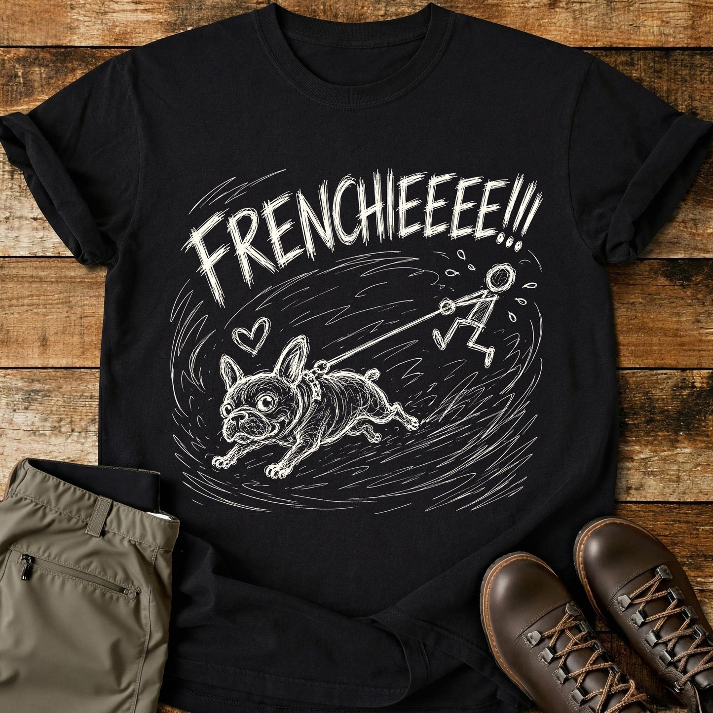 Frenchie Love Mad Sketch T-Shirt
