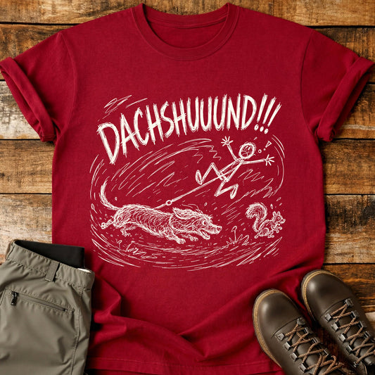 Dachshund Squirrel Mad Sketch T-Shirt