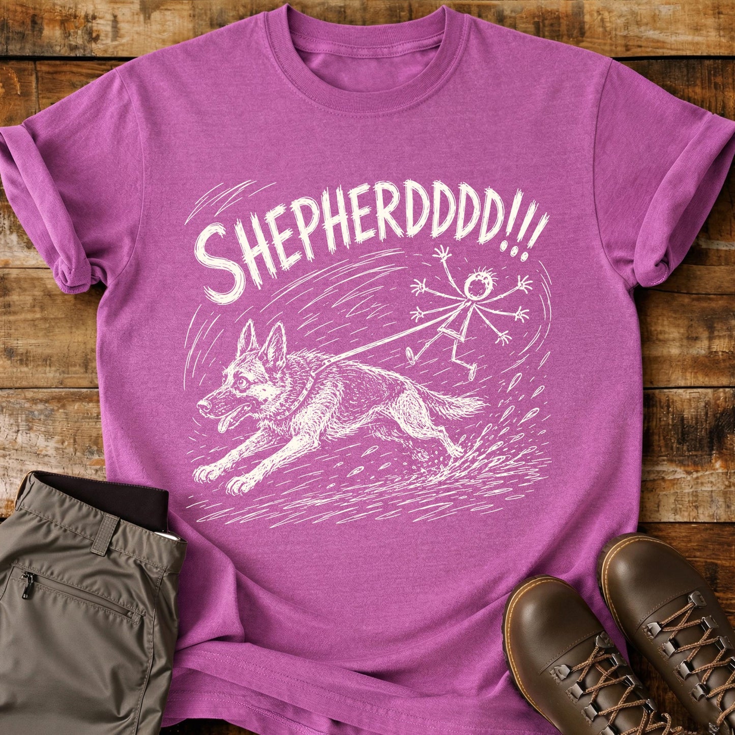 German Shepherd Pull Mad Sketch T-Shirt