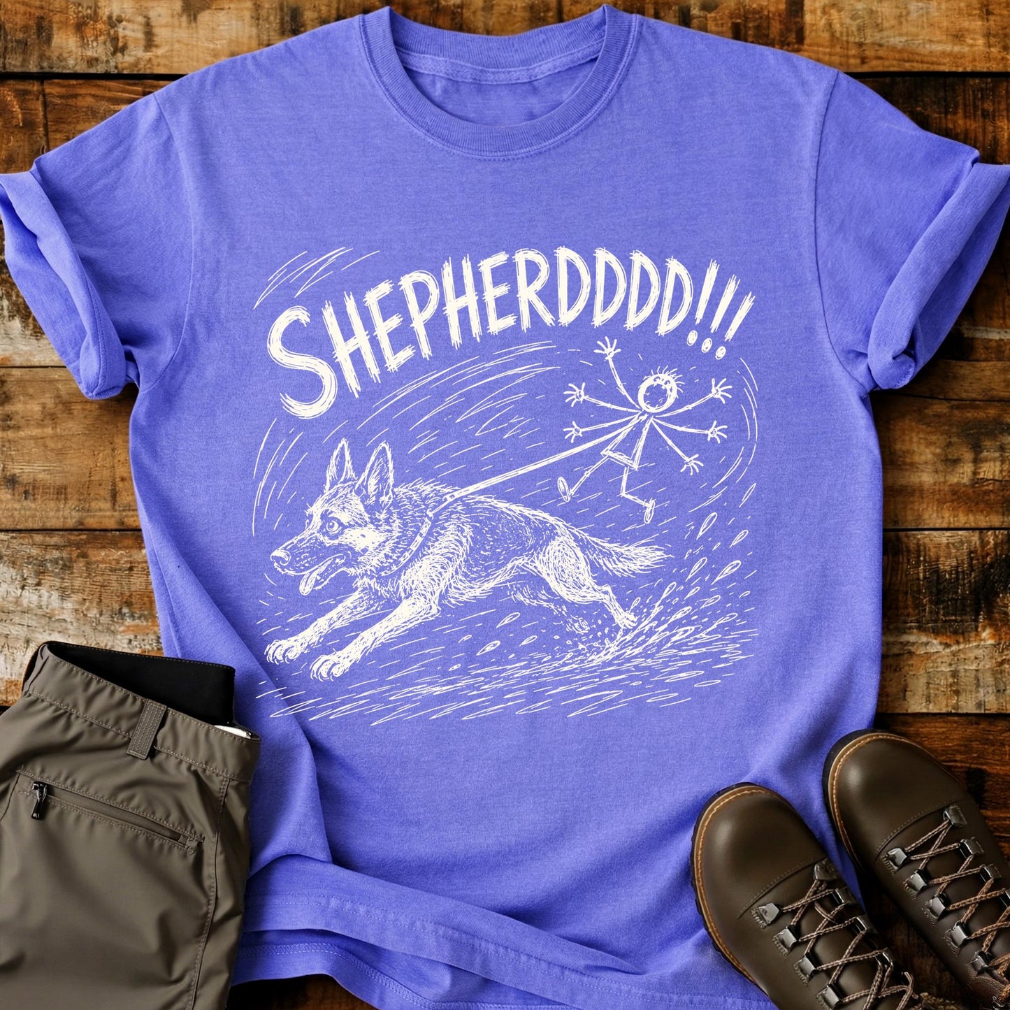 German Shepherd Pull Mad Sketch T-Shirt