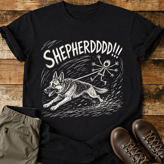 German Shepherd Pull Mad Sketch T-Shirt