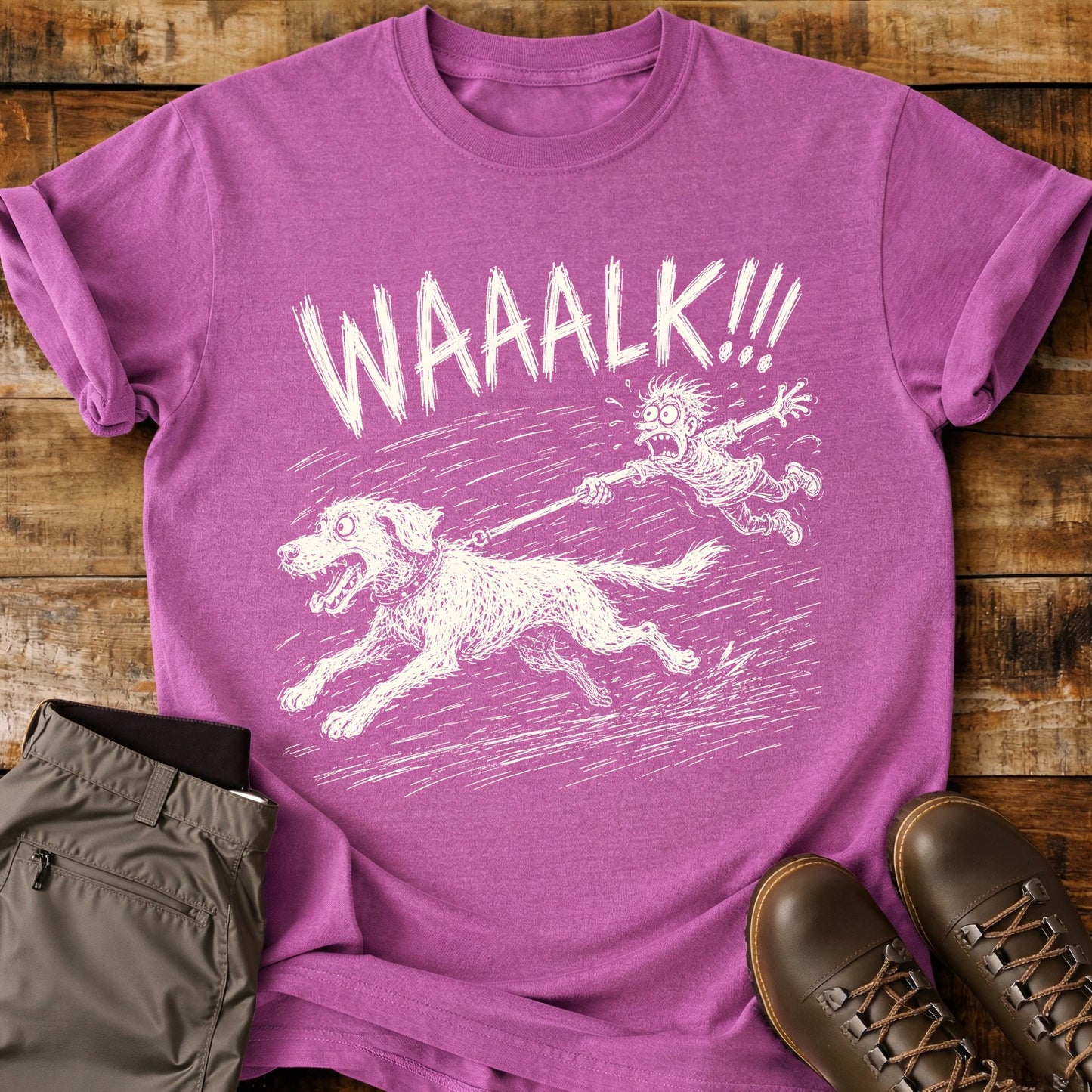 Walk Dog Pull Mad Sketch T-Shirt