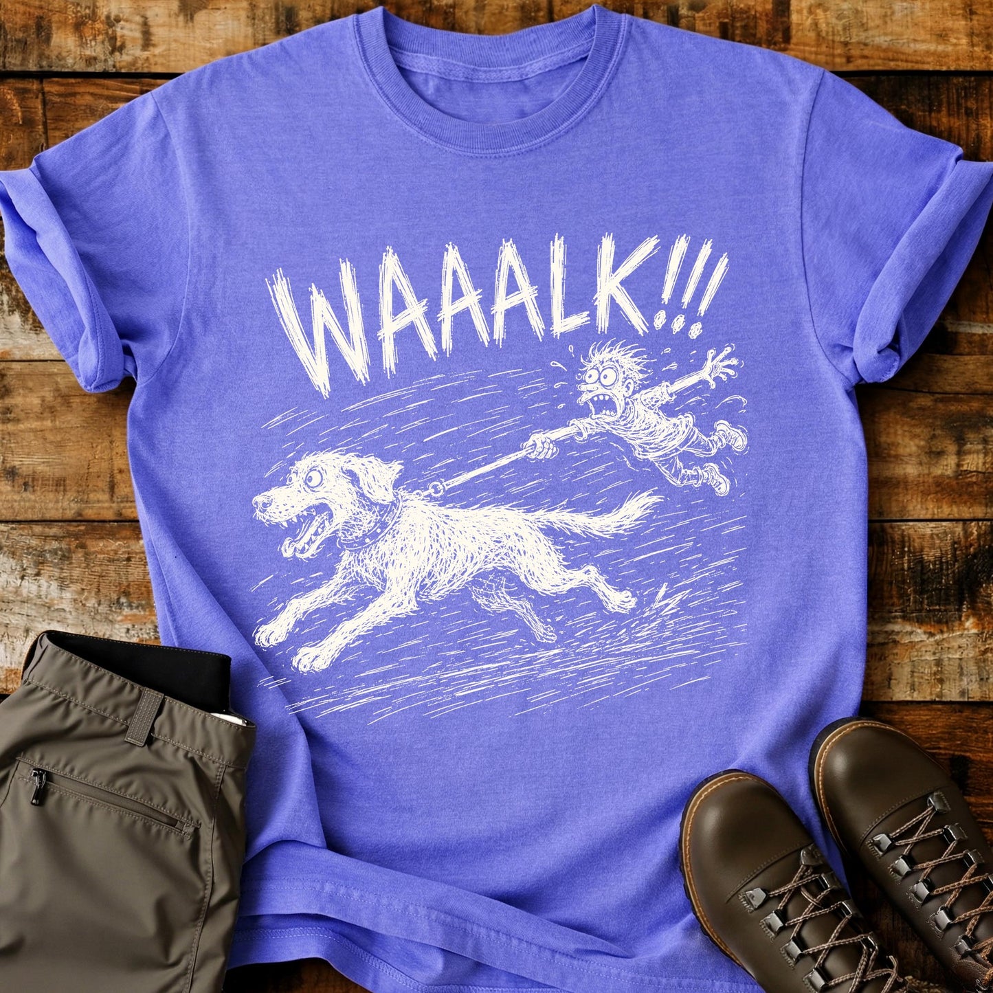 Walk Dog Pull Mad Sketch T-Shirt