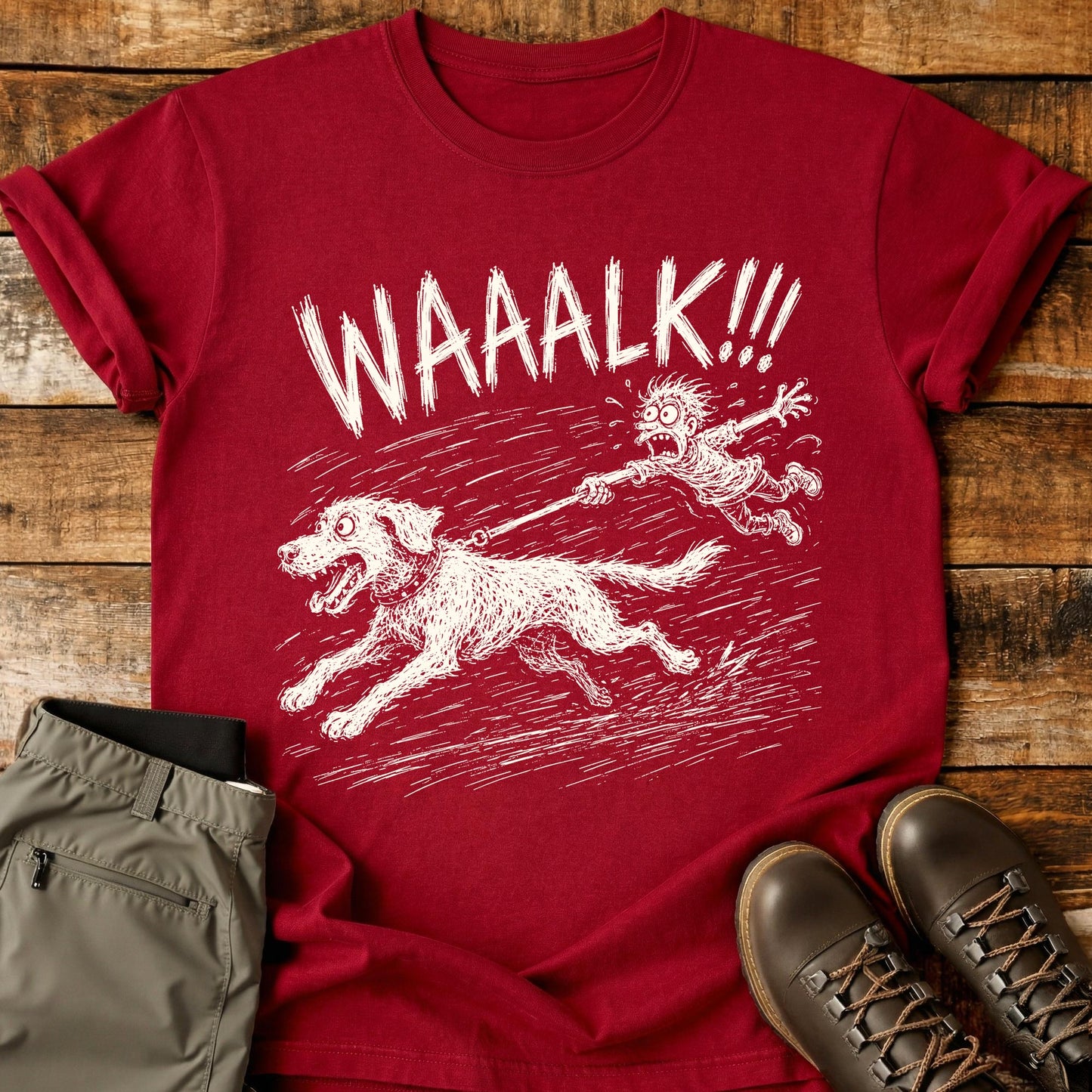 Walk Dog Pull Mad Sketch T-Shirt