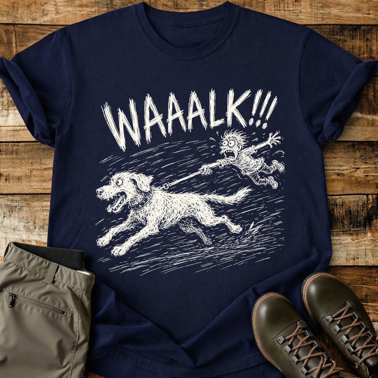 Walk Dog Pull Mad Sketch T-Shirt