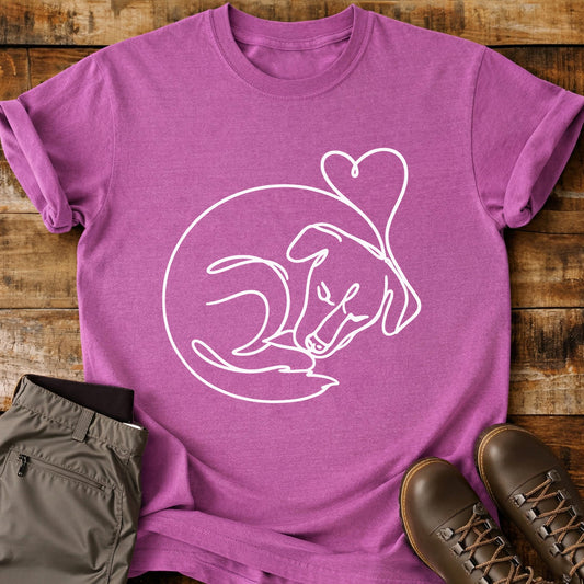 Dog Curled Heart Line T-Shirt