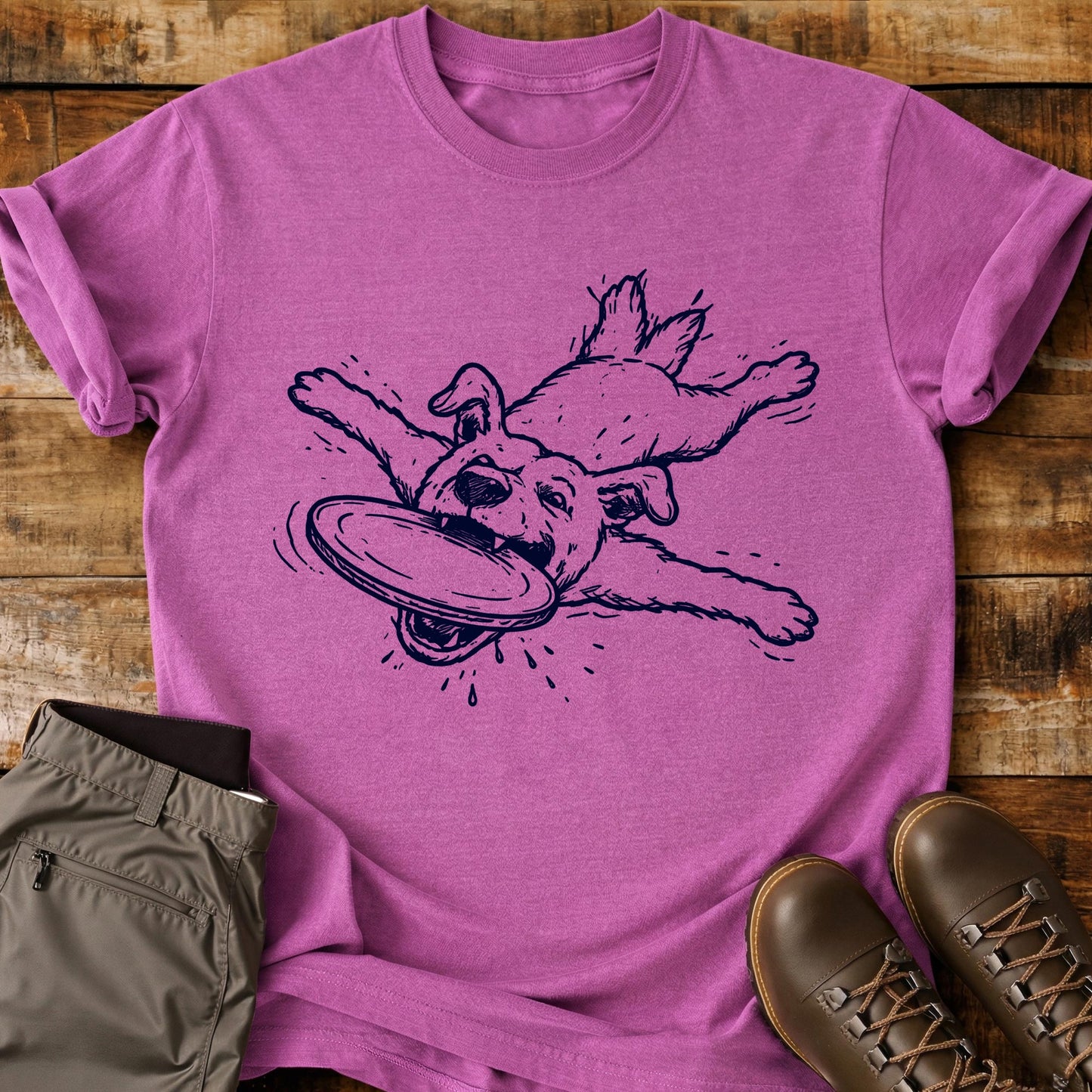 Flying Dog Frisbee Mouth T-Shirt