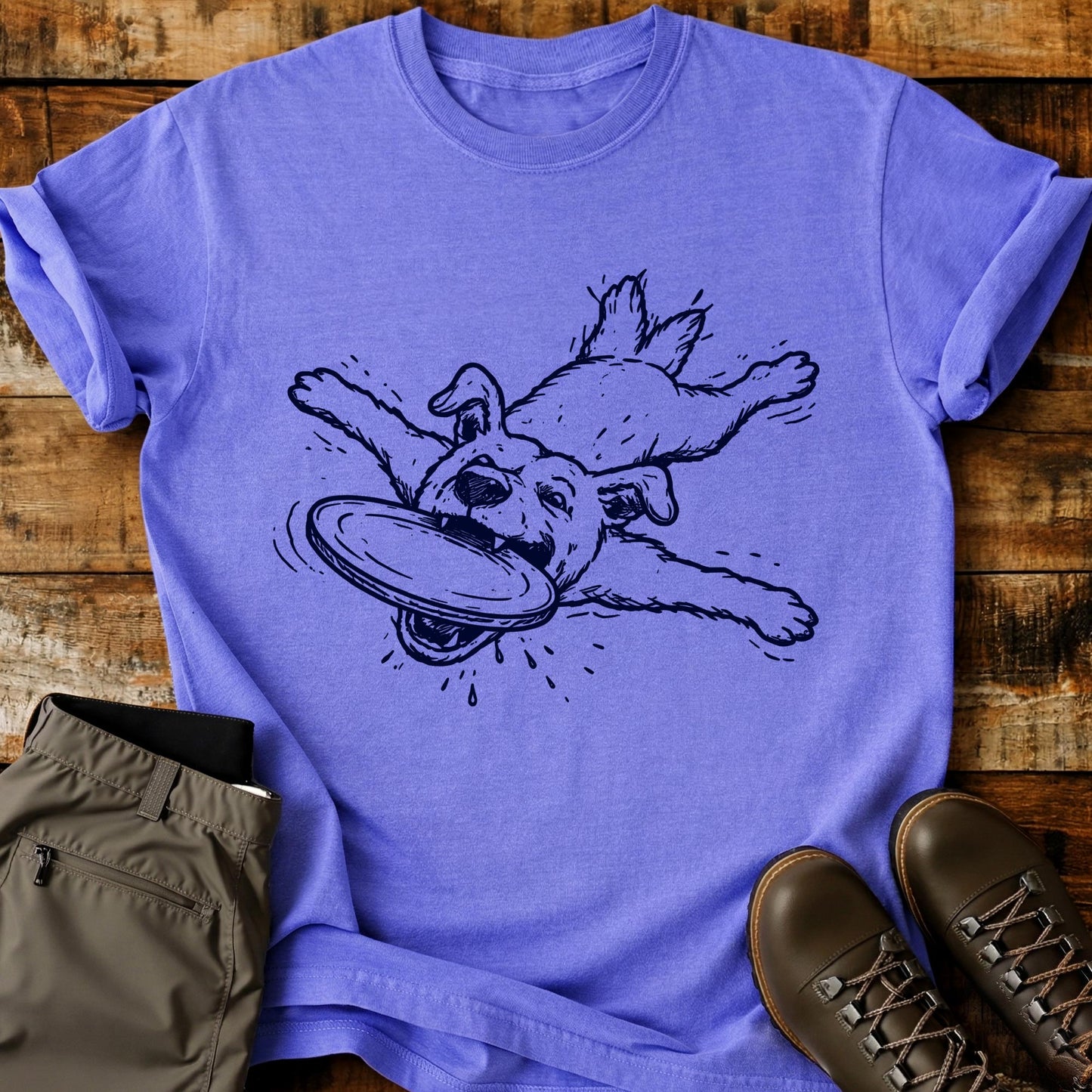 Flying Dog Frisbee Mouth T-Shirt