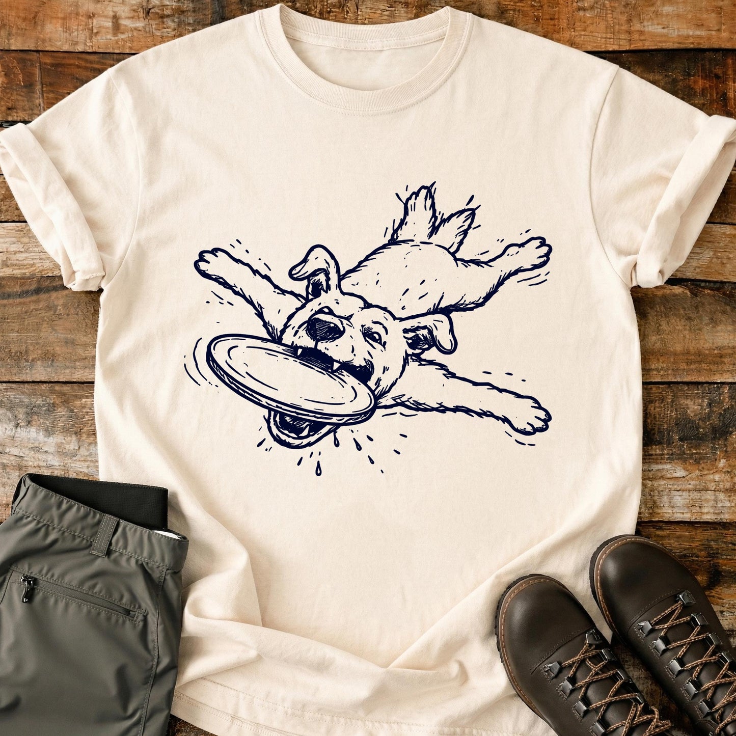 Flying Dog Frisbee Mouth T-Shirt