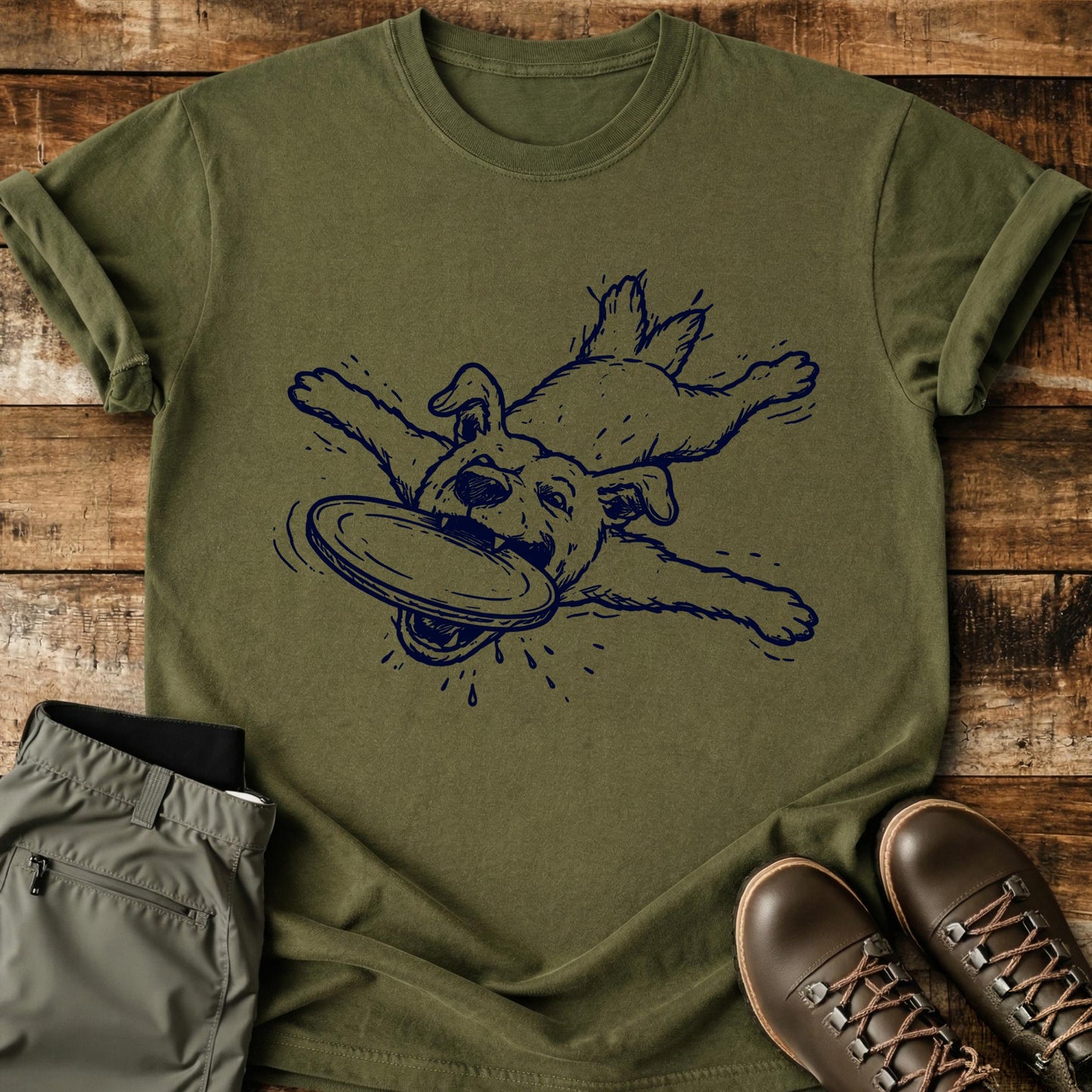 Flying Dog Frisbee Mouth T-Shirt