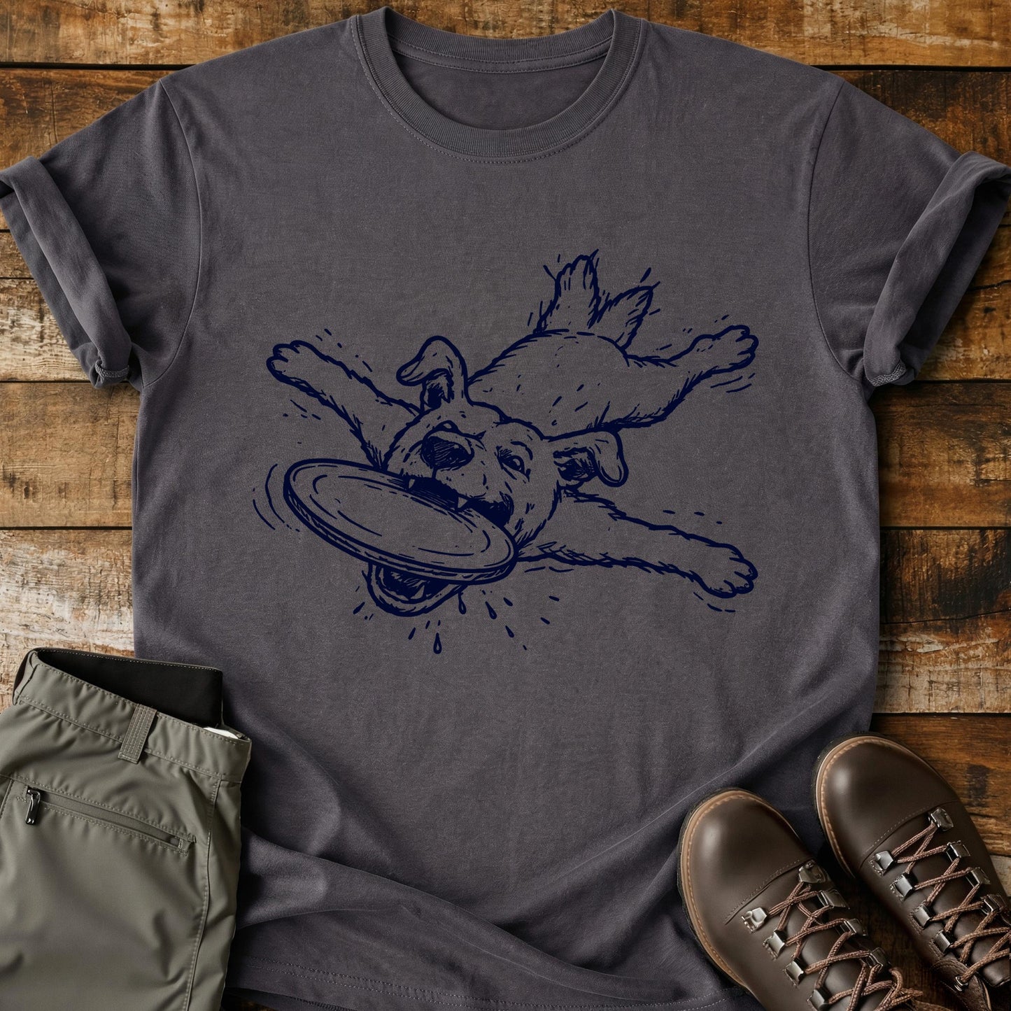 Flying Dog Frisbee Mouth T-Shirt