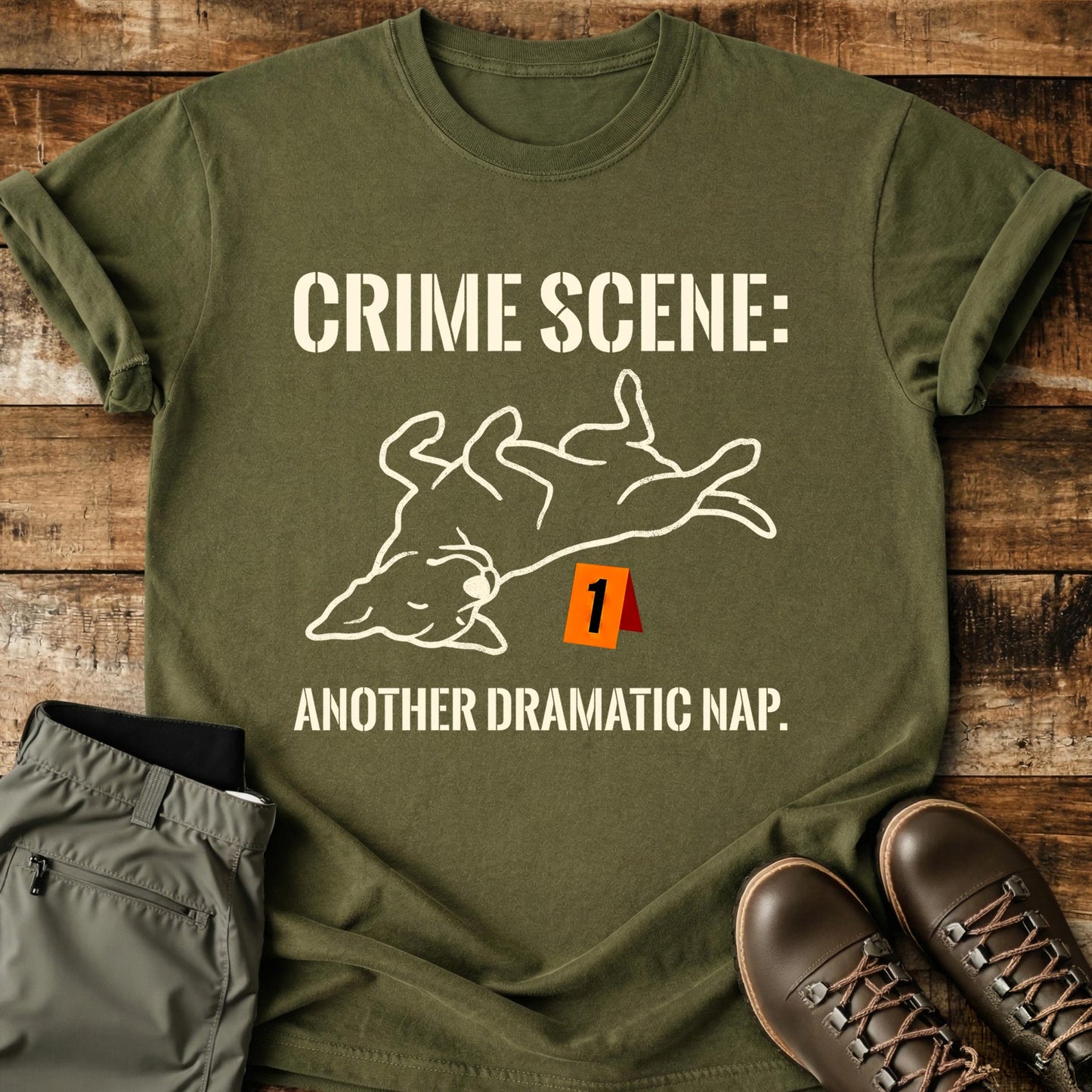Crime Scene Another Dramatic Nap T-Shirt