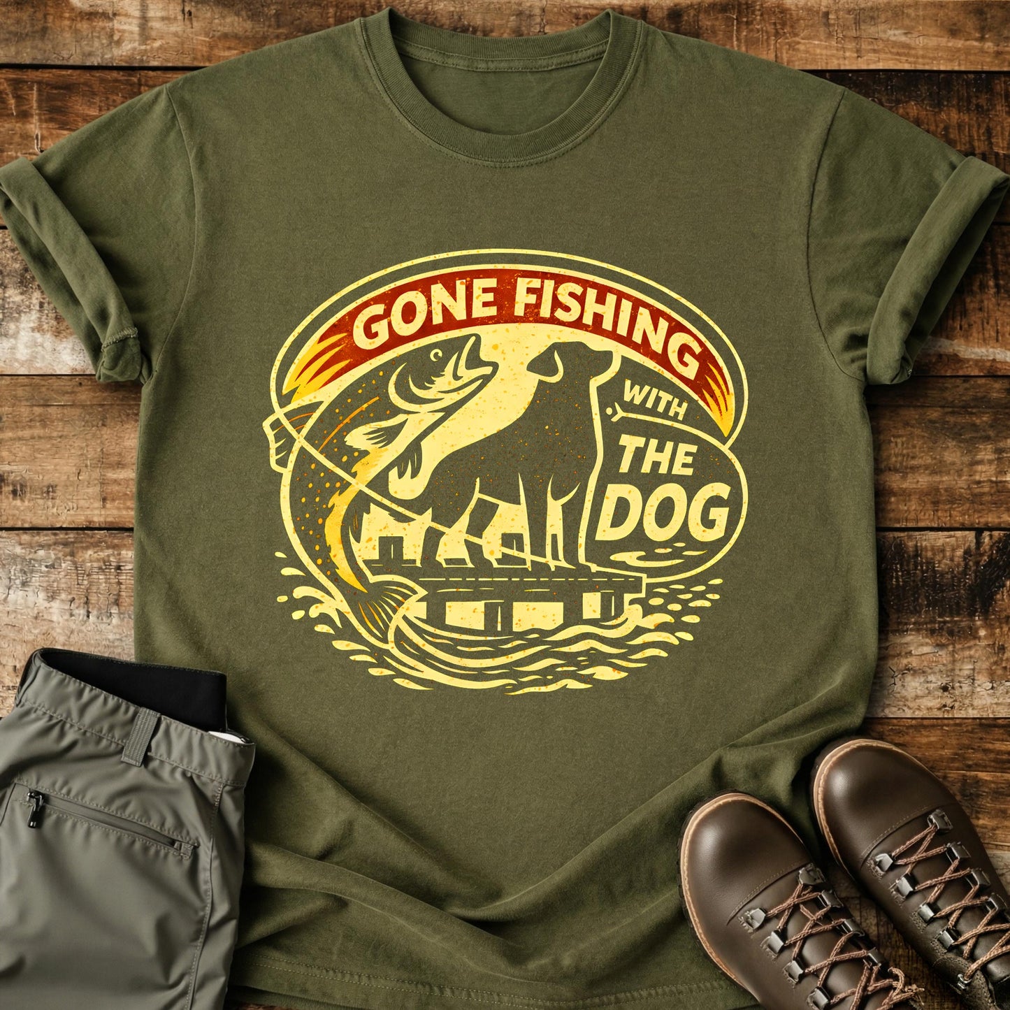 Gone Fishing With My Dog T-Shirt