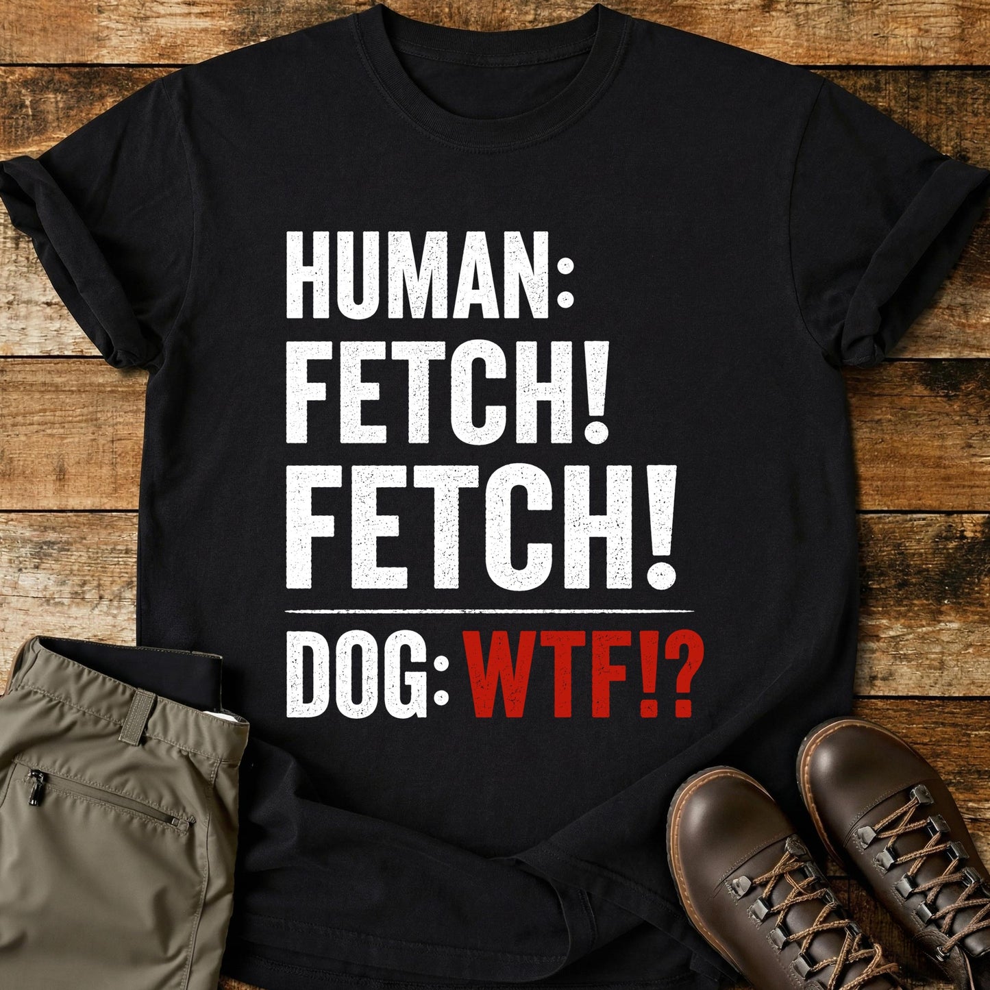 Human Fetch Dog WTF T-Shirt