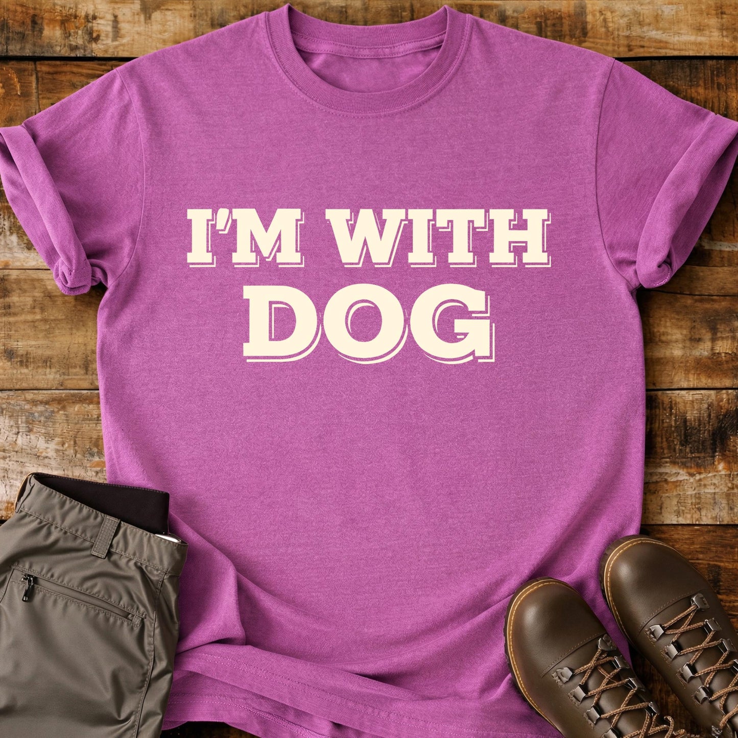 I'm With Dog Text T-Shirt