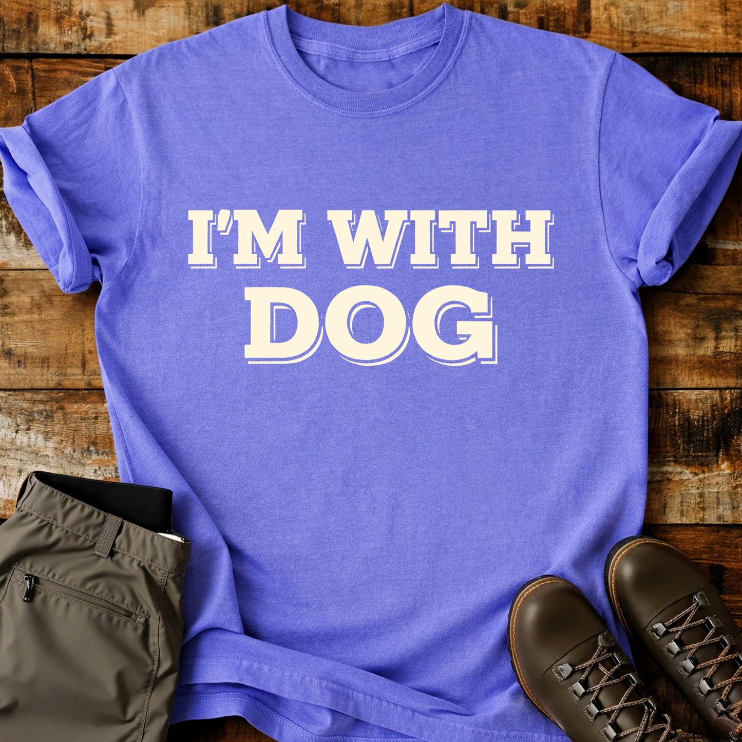 I'm With Dog Text T-Shirt