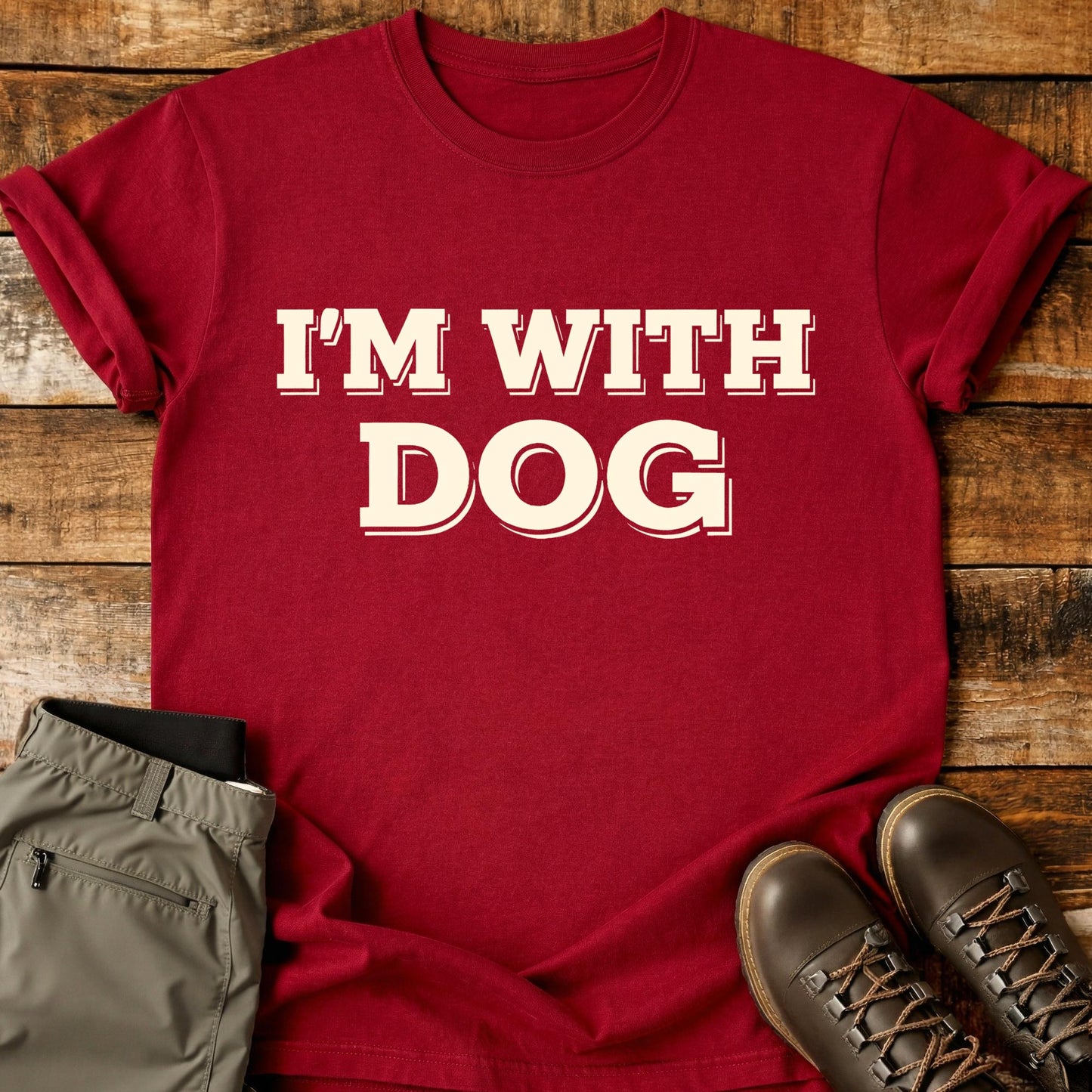 I'm With Dog Text T-Shirt