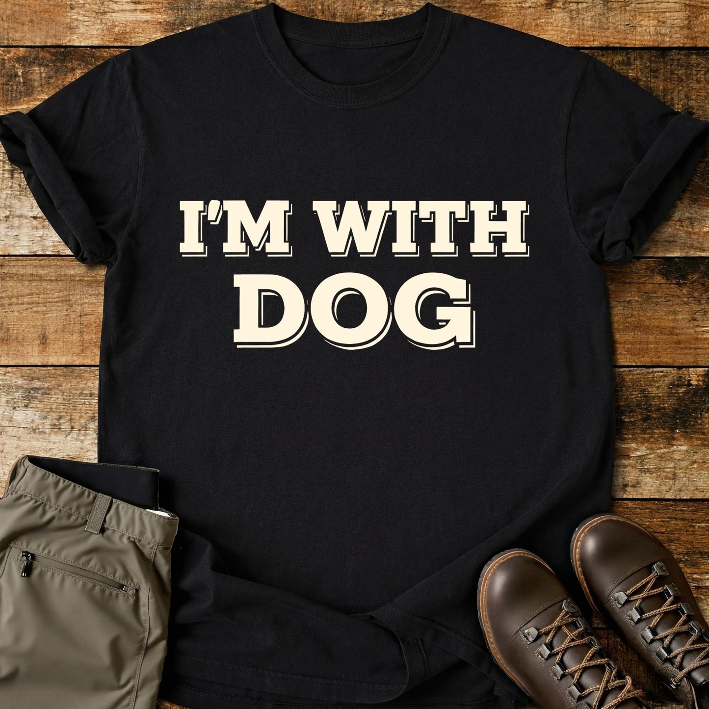 I'm With Dog Text T-Shirt