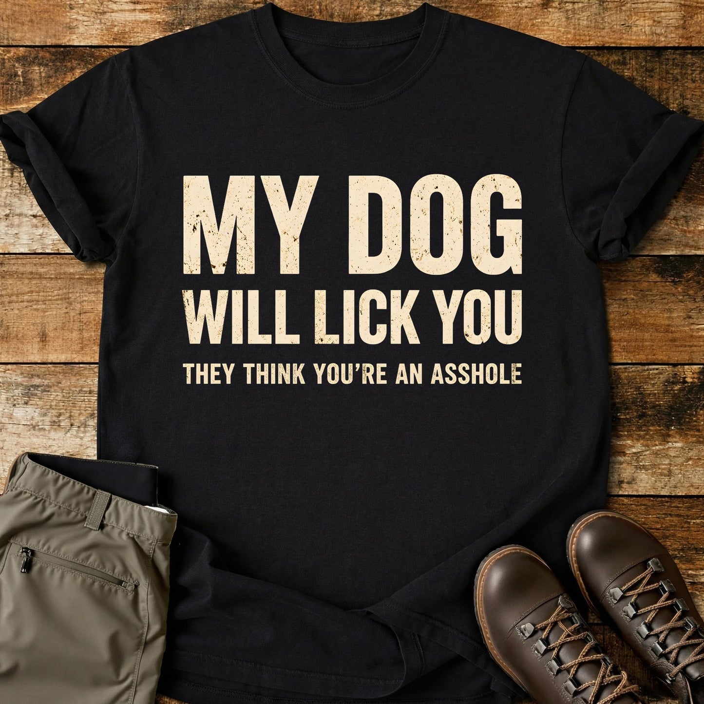 My Dog Will Lick You Words T-Shirt