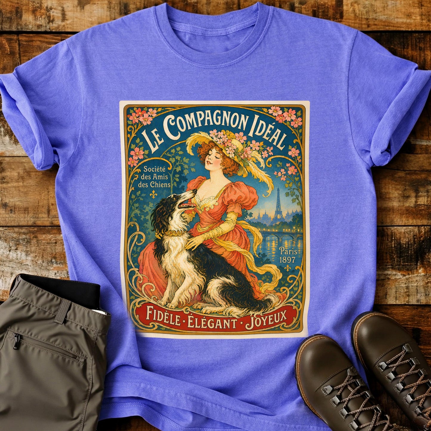Art Deco Dog Vintage Orange T-Shirt