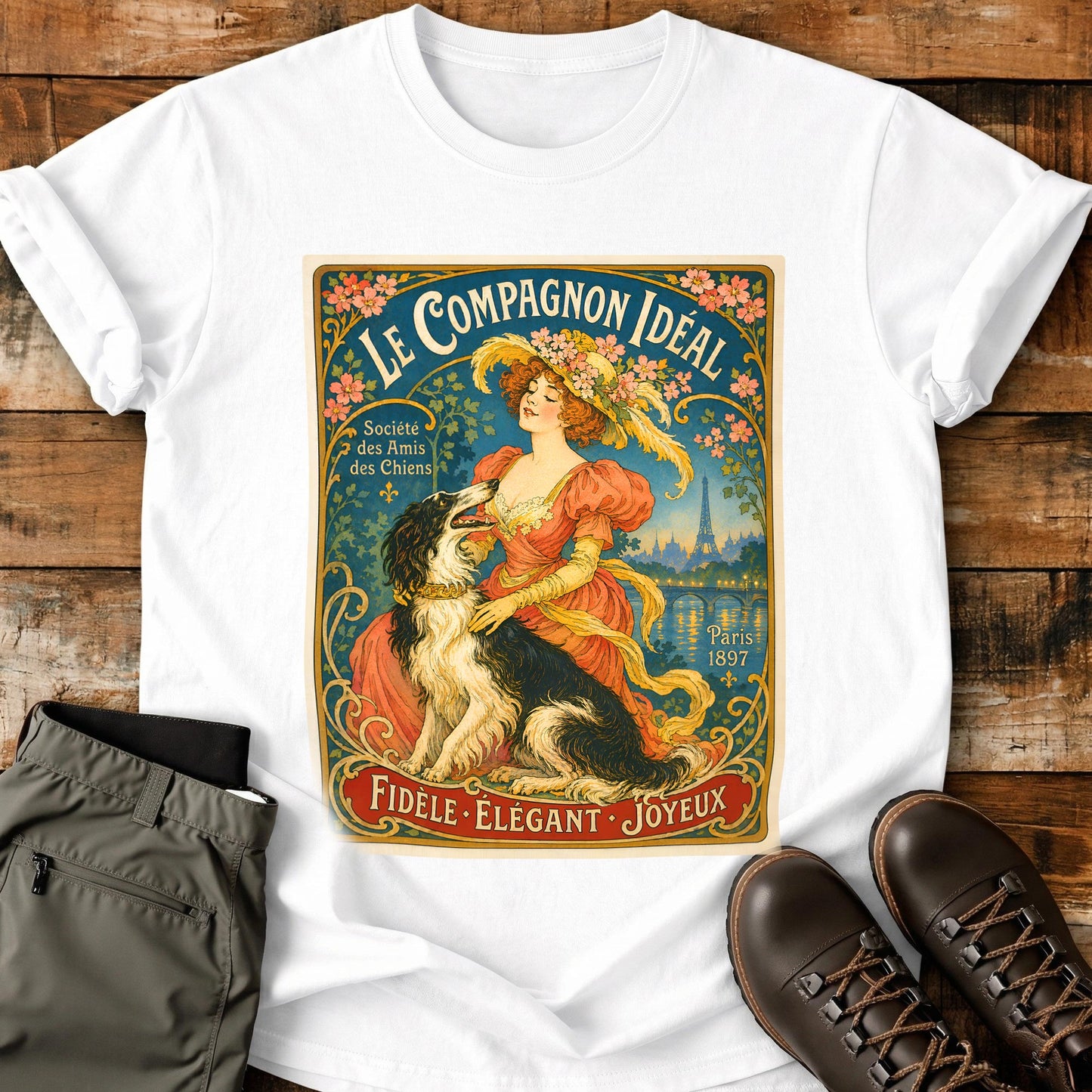 Art Deco Dog Vintage Orange T-Shirt