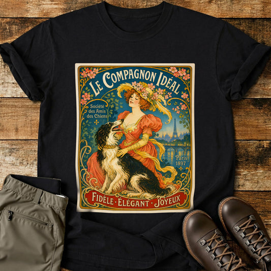 Art Deco Dog Vintage Orange T-Shirt