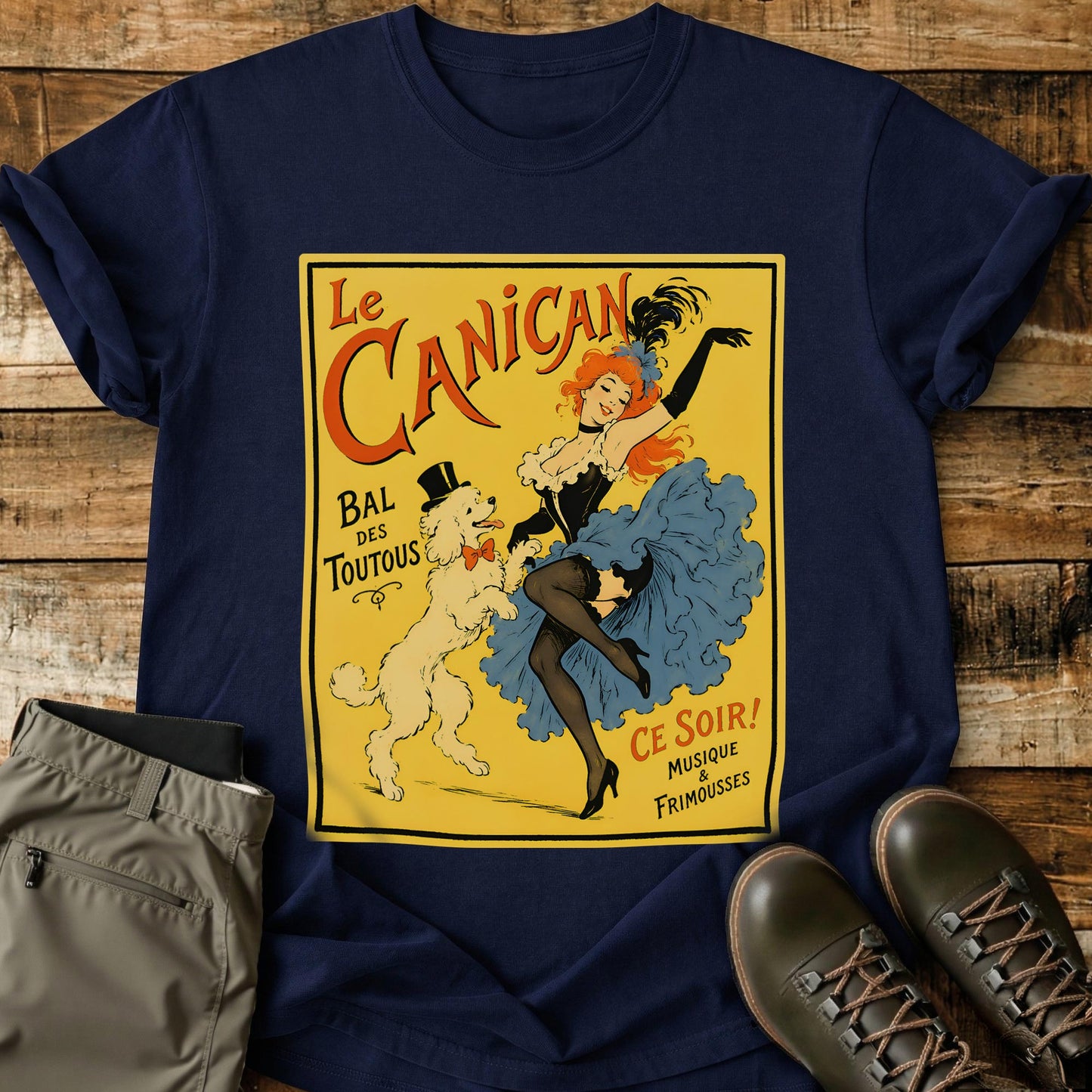 French Dog Poster Yellow T-Shirt