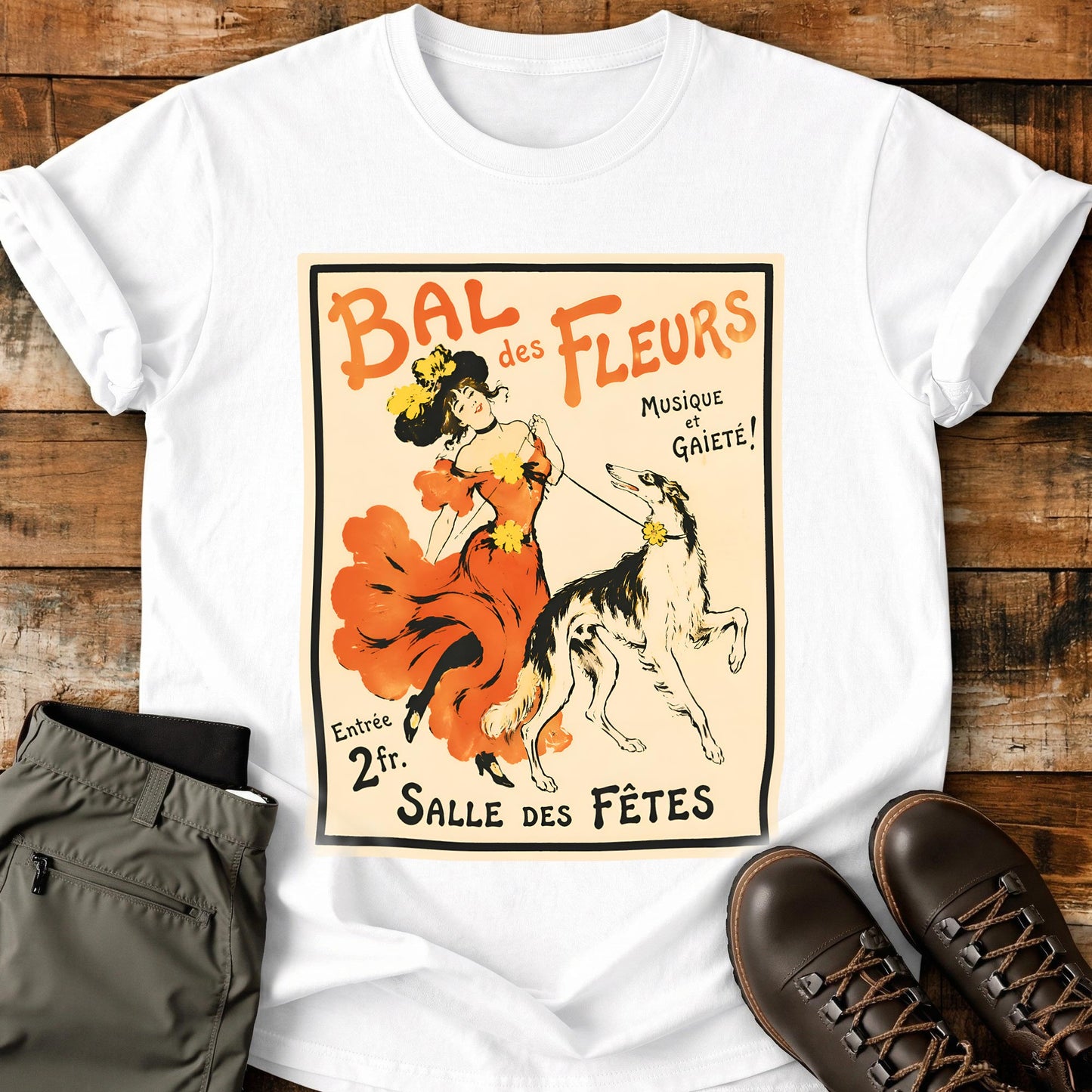 French Dog Poster Vanilla T-Shirt
