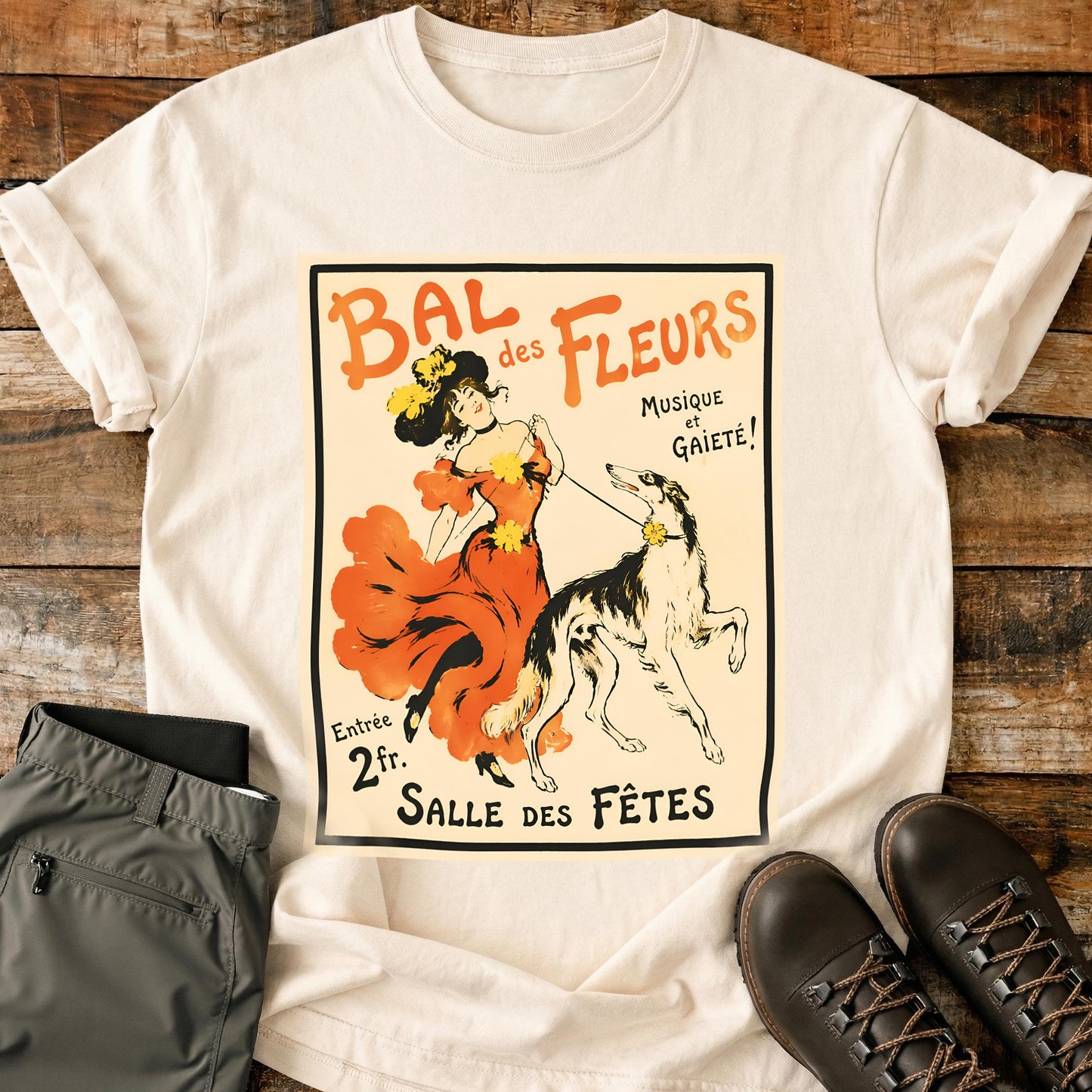 French Dog Poster Vanilla T-Shirt