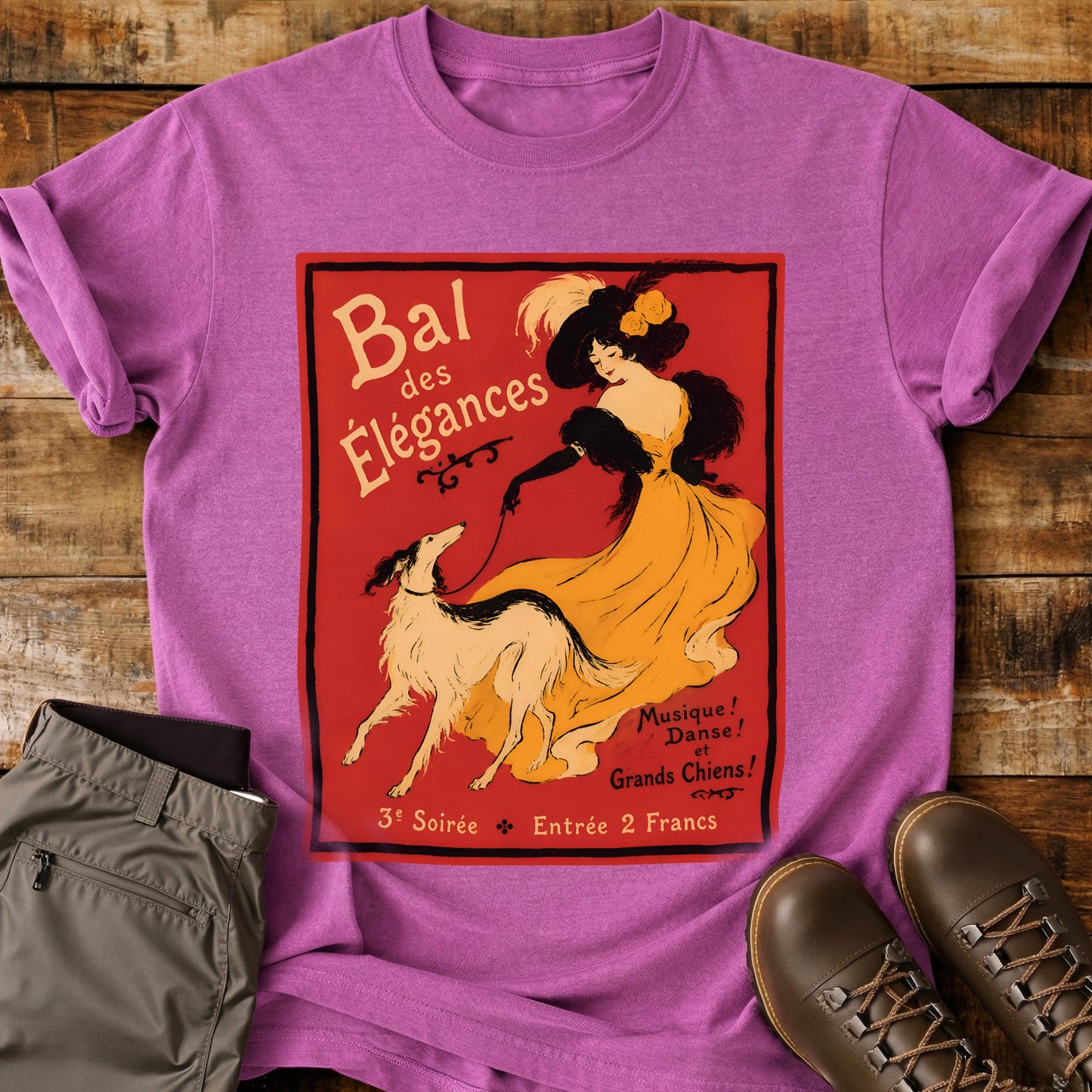 French Dog Poster Red T-Shirt