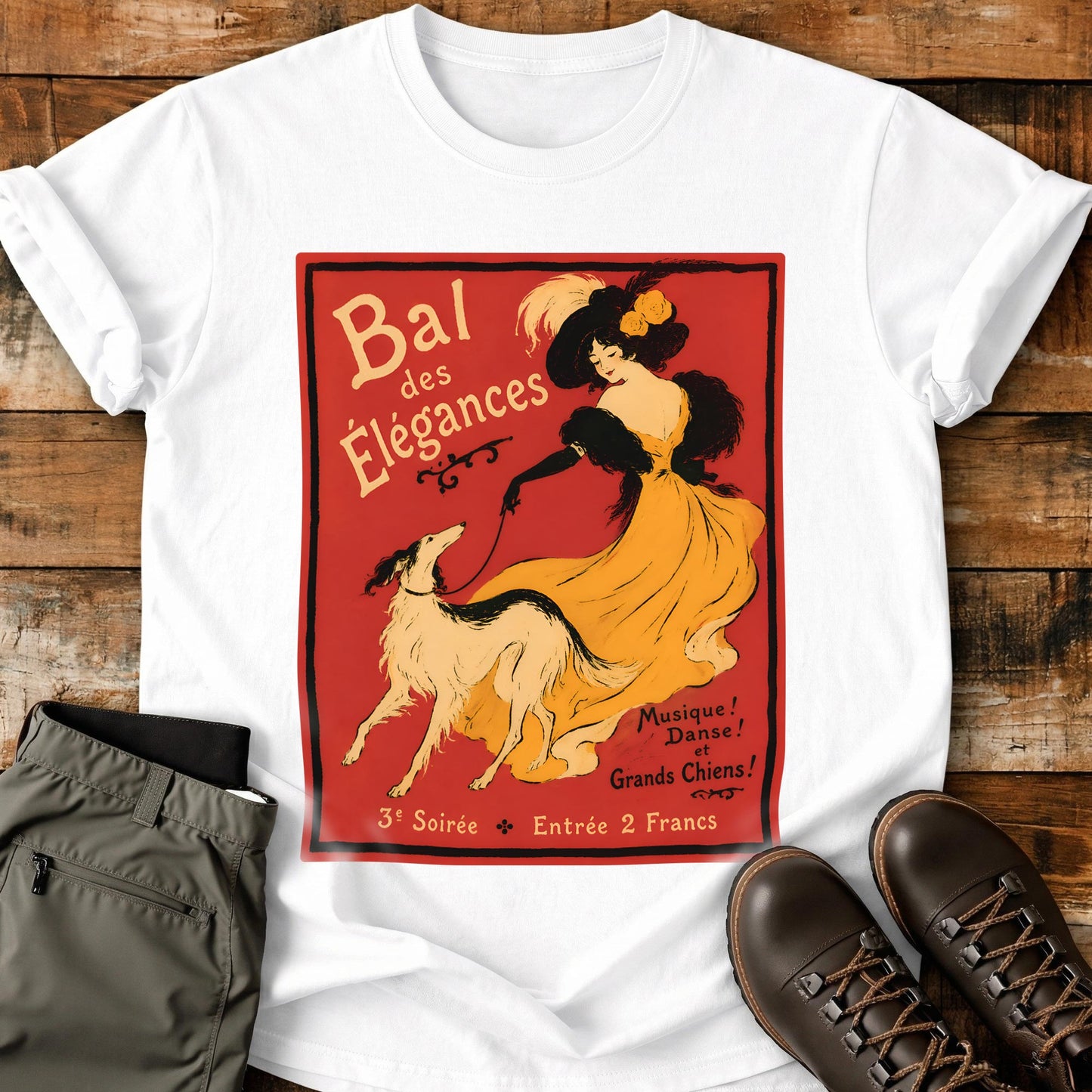 French Dog Poster Red T-Shirt