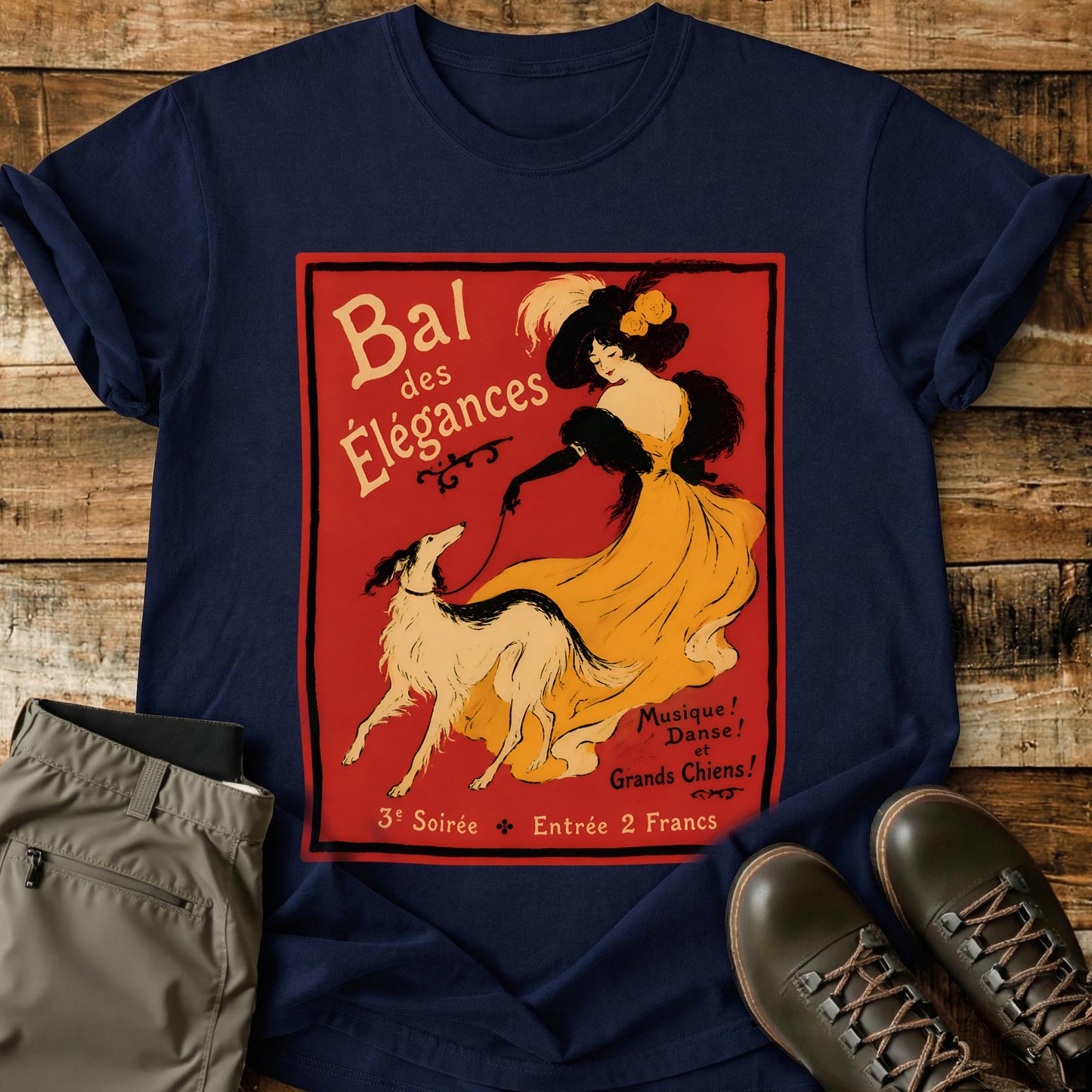 French Dog Poster Red T-Shirt