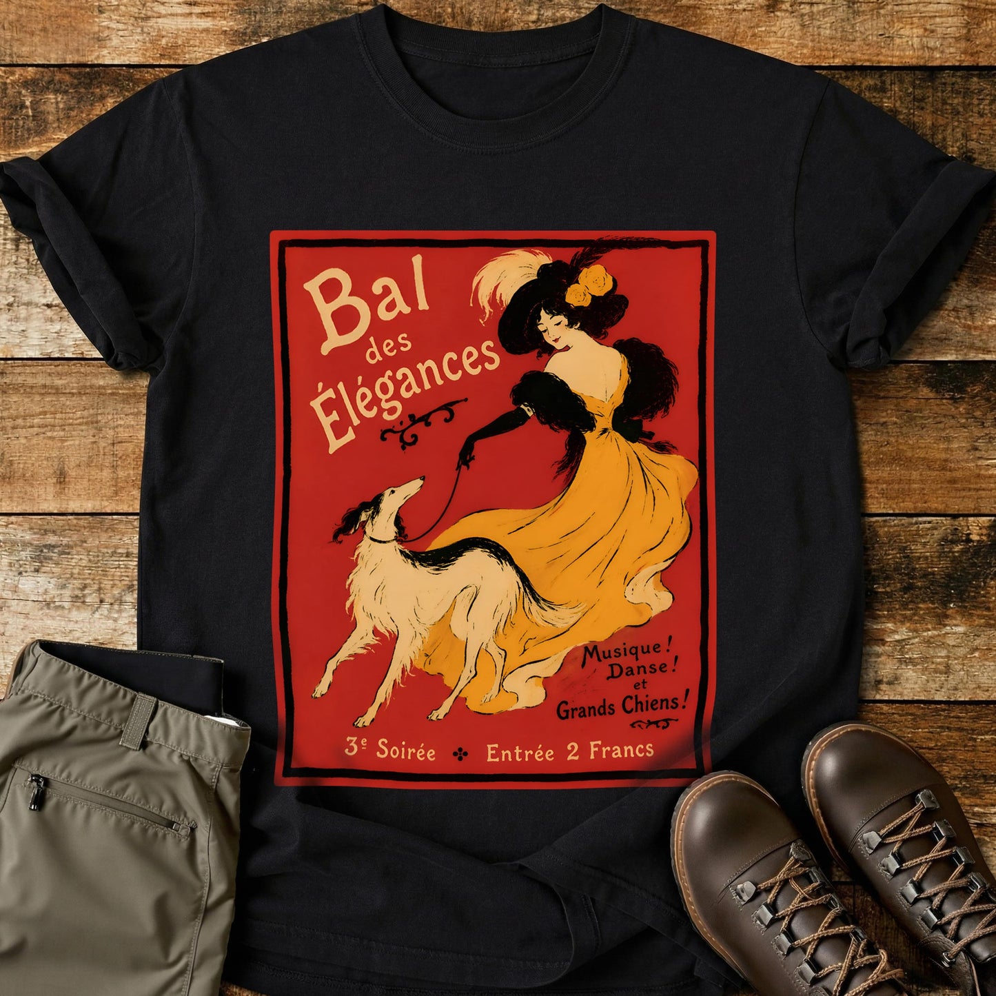 French Dog Poster Red T-Shirt