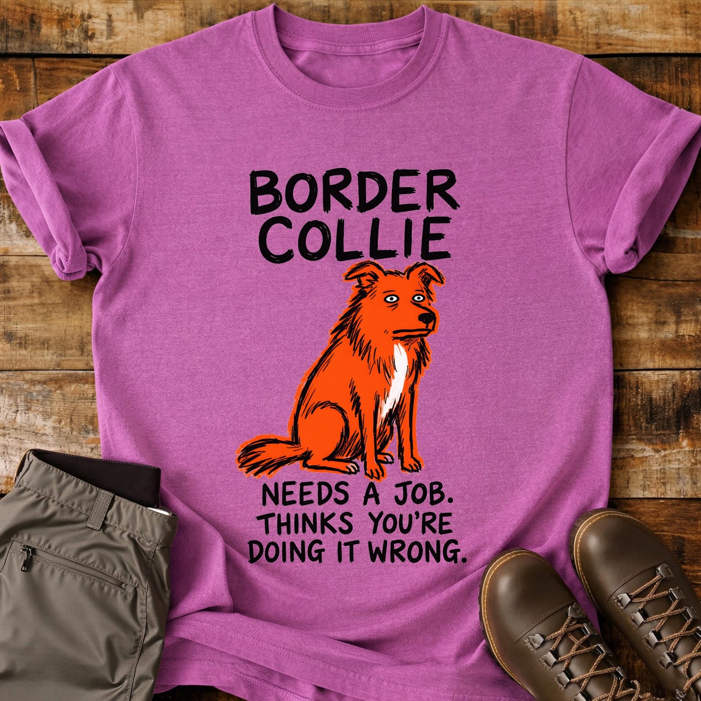 Border Collie Funny Image T-Shirt